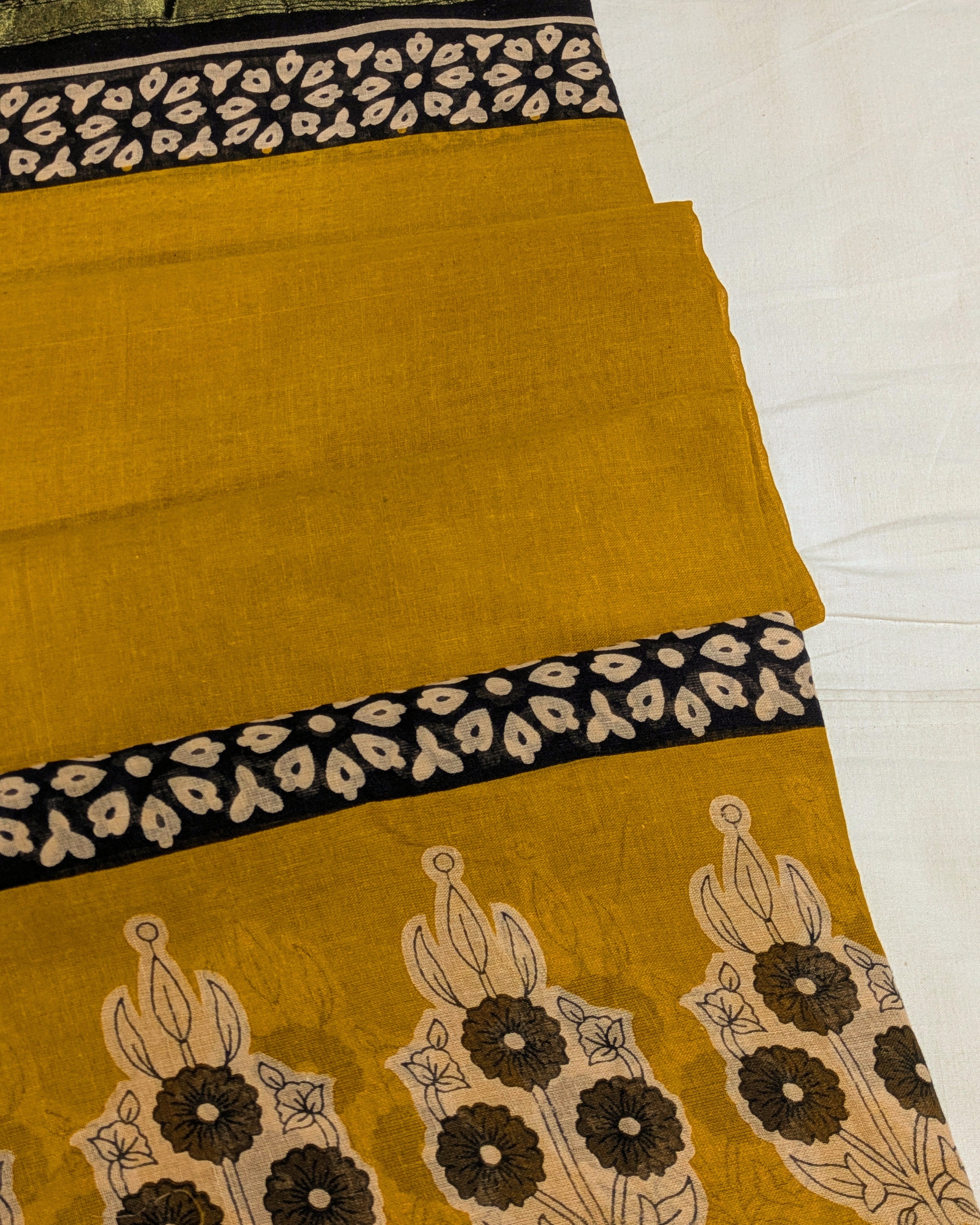 Jaypuri Cotton Sari Yellow