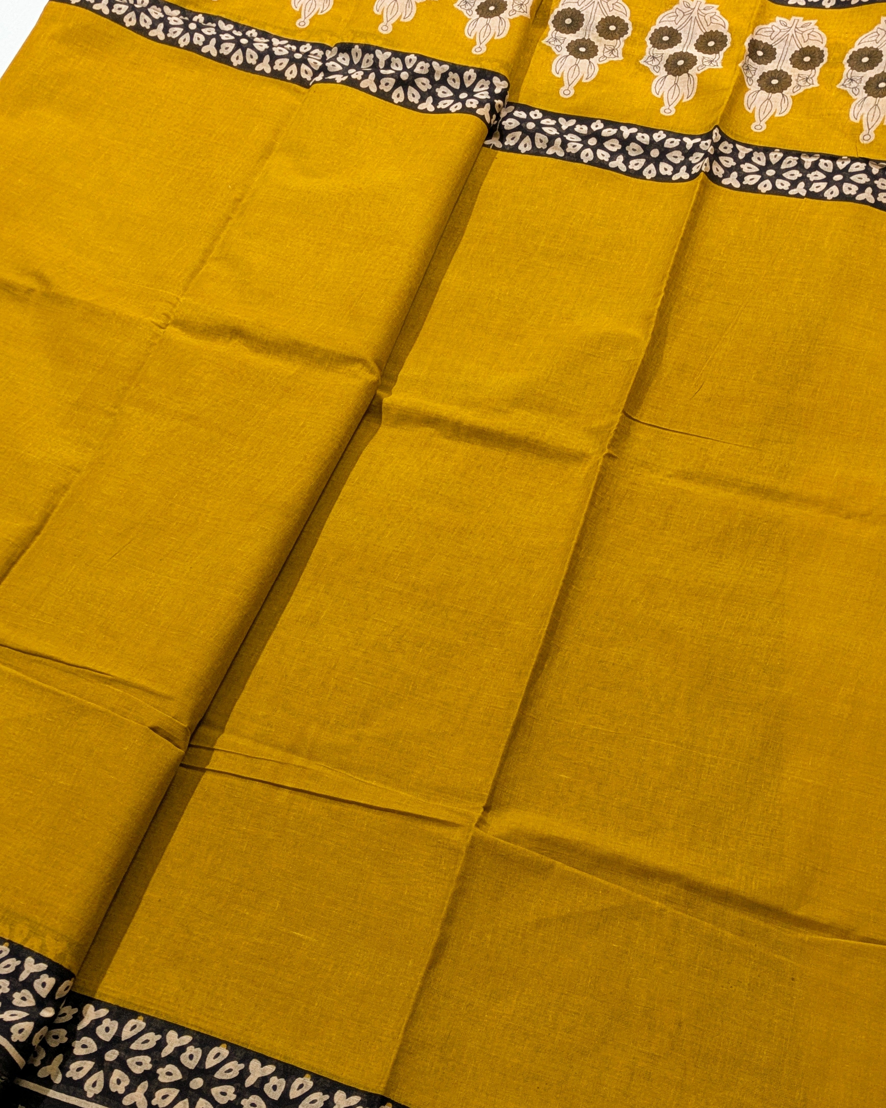 Jaypuri Cotton Sari Yellow