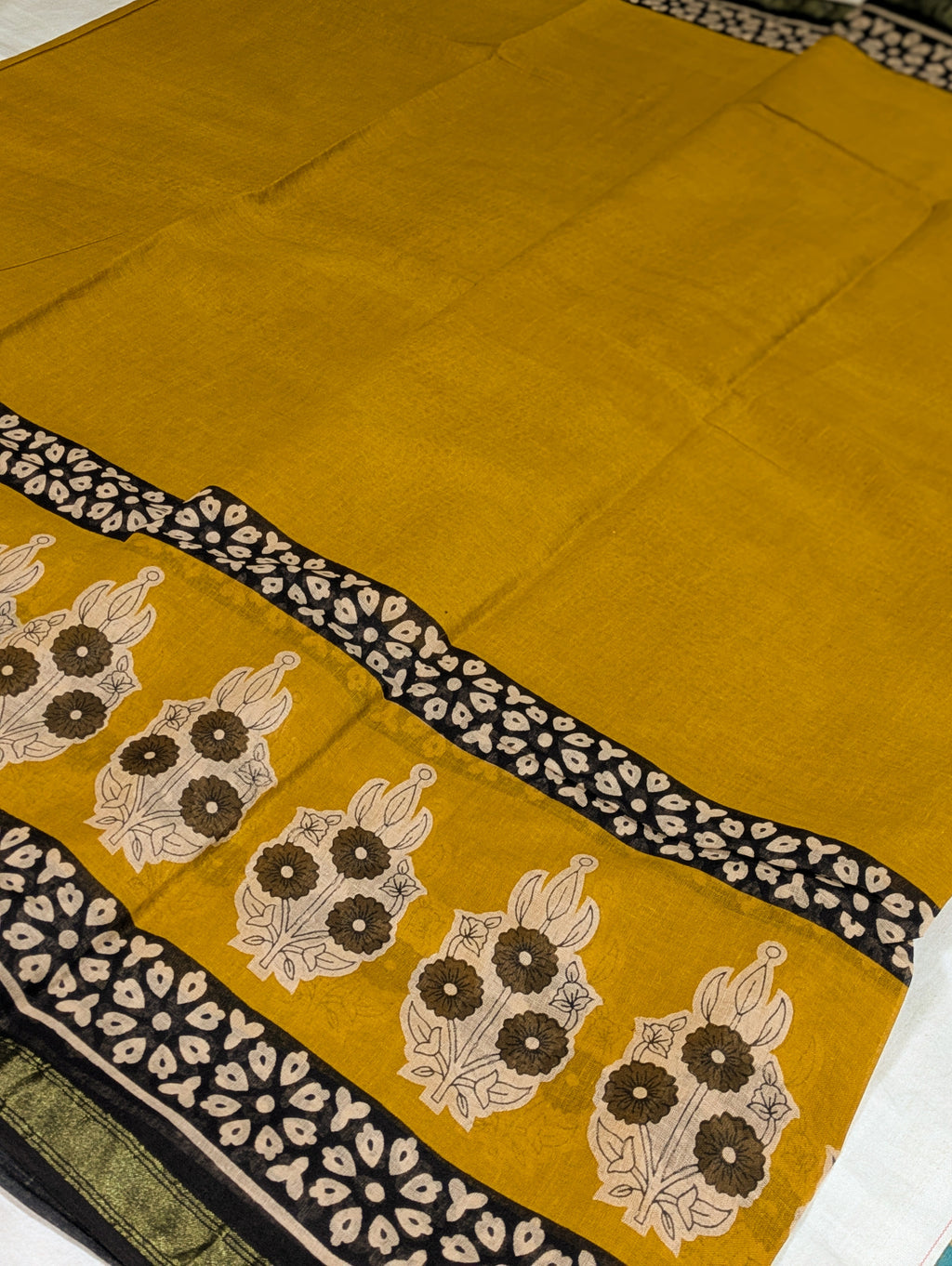 Jaypuri Cotton Sari Yellow