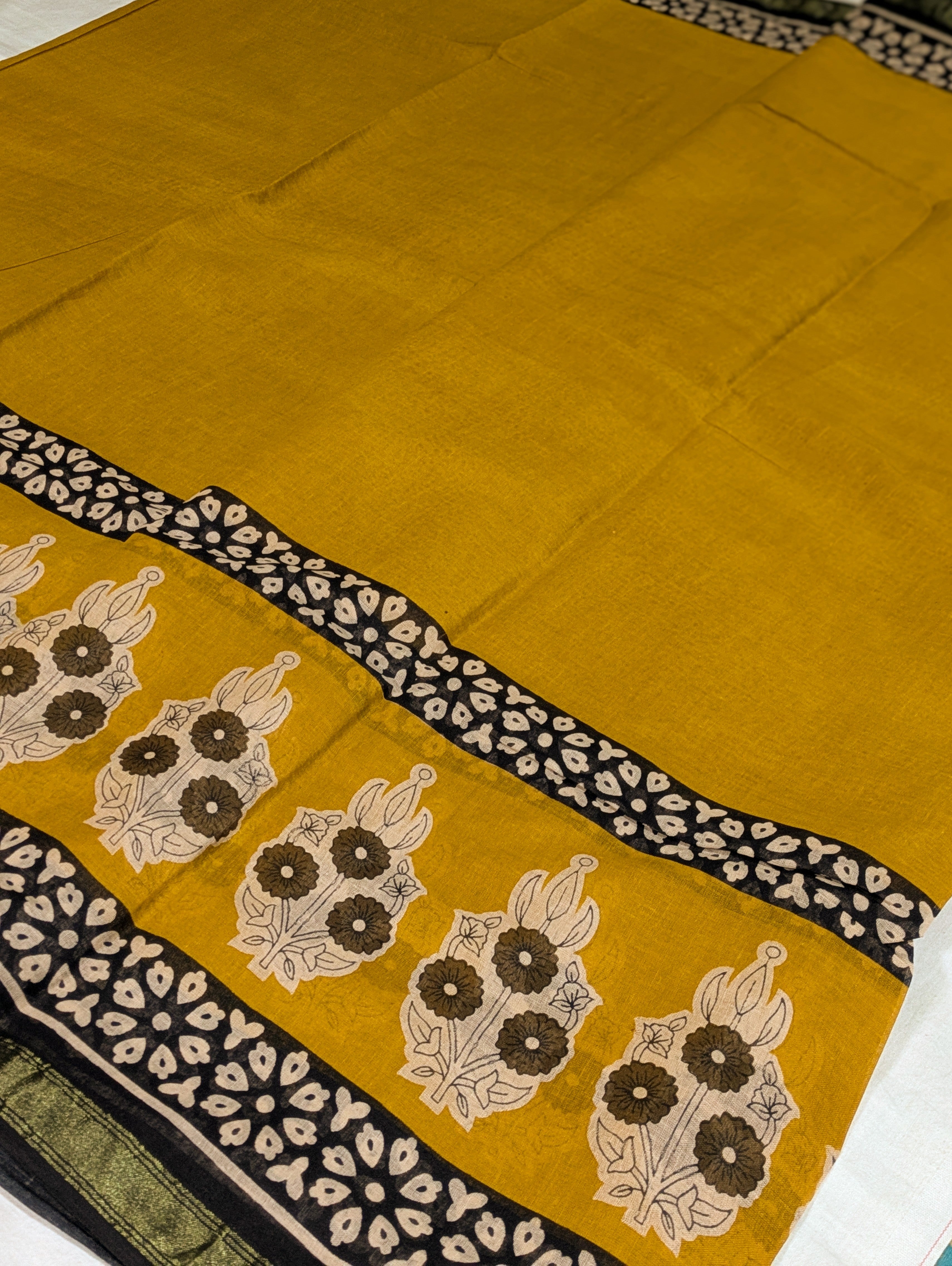 Jaypuri Cotton Sari Yellow