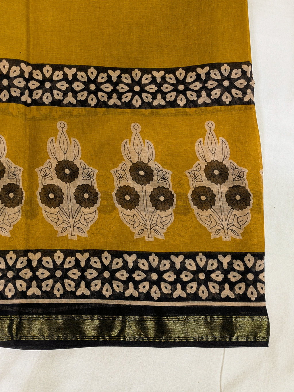 Jaypuri Cotton Sari Yellow