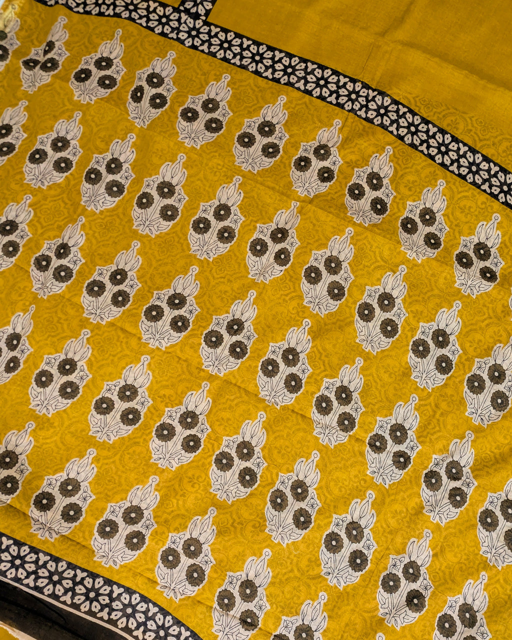Jaypuri Cotton Sari Yellow