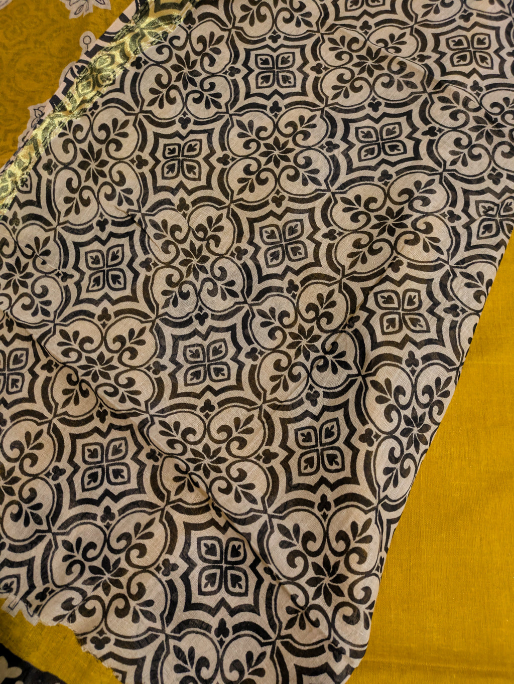 Jaypuri Cotton Sari Yellow