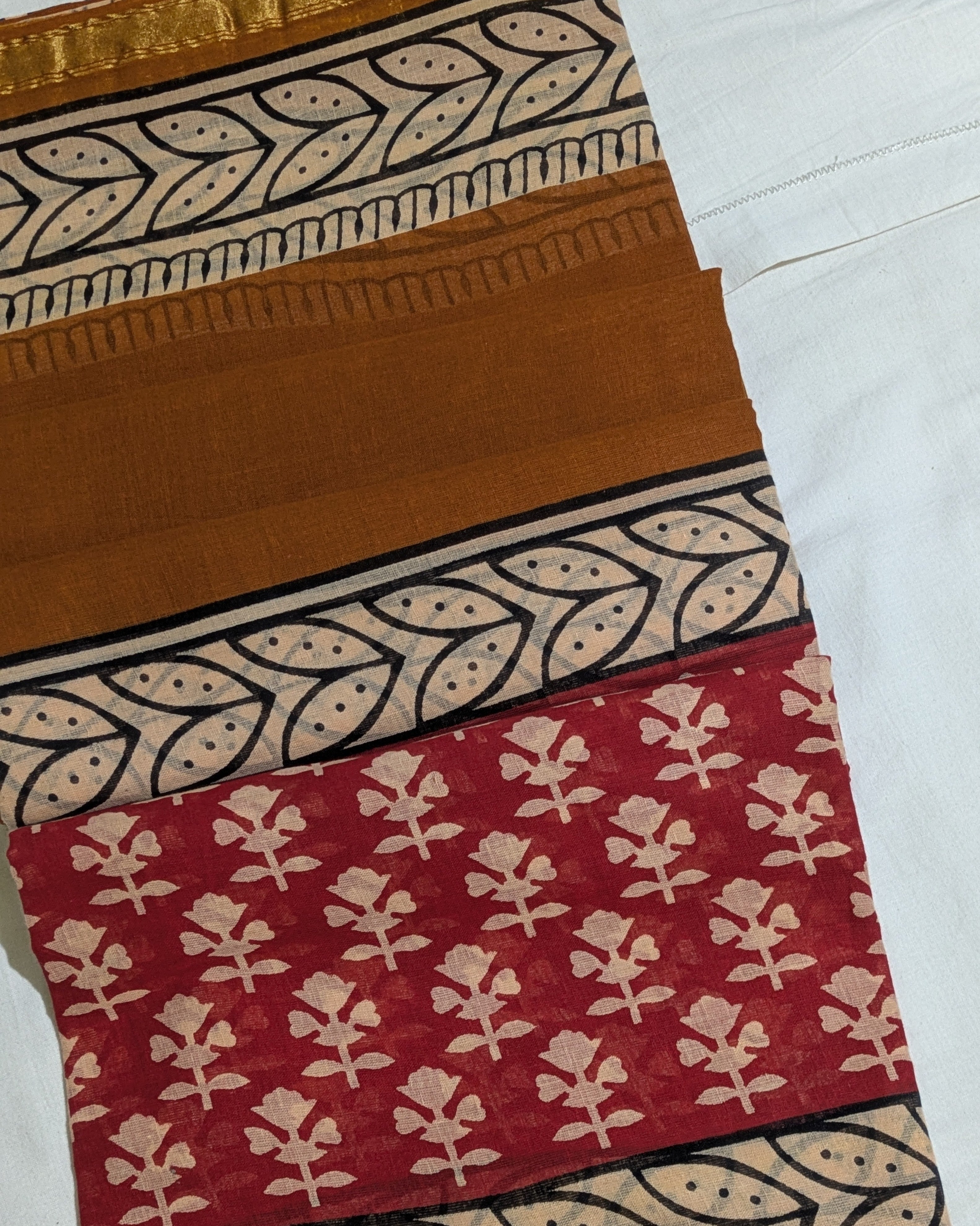 Jaypuri Cotton Sari Rust