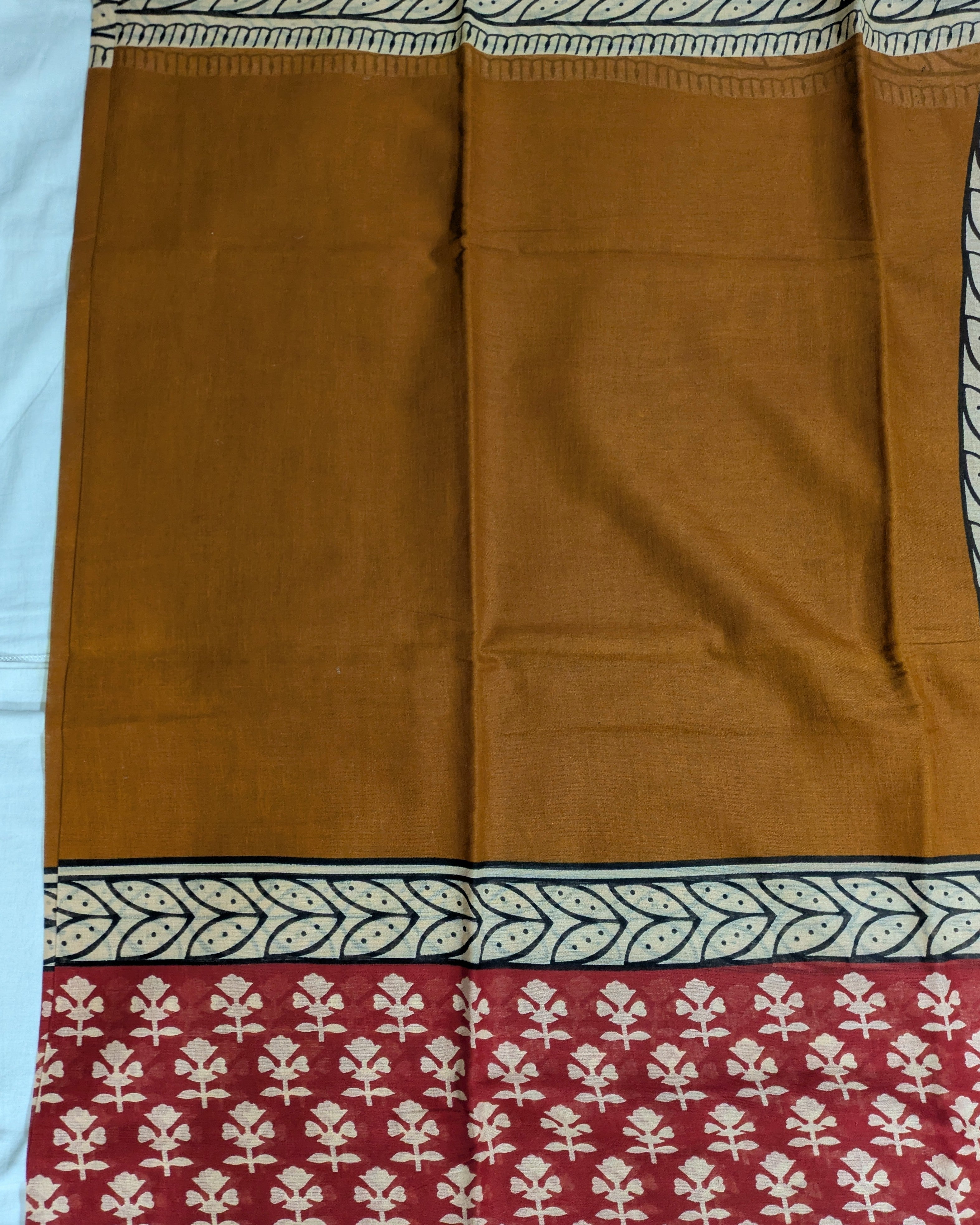 Jaypuri Cotton Sari Rust