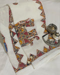 Cotton Kota Applique Sari White 2