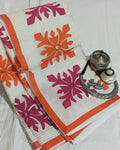 Cotton Kota Applique Sari White 1