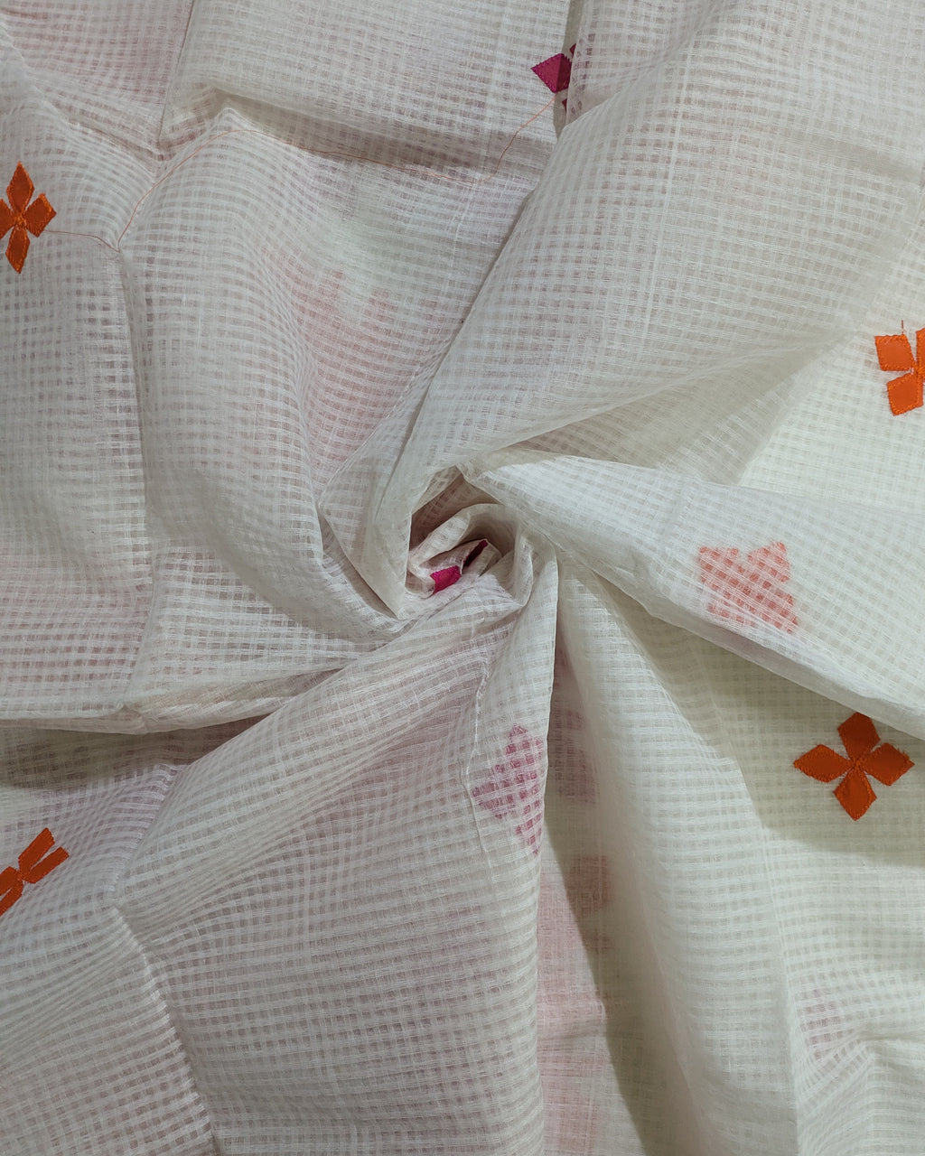 Cotton Kota Applique Sari White 1
