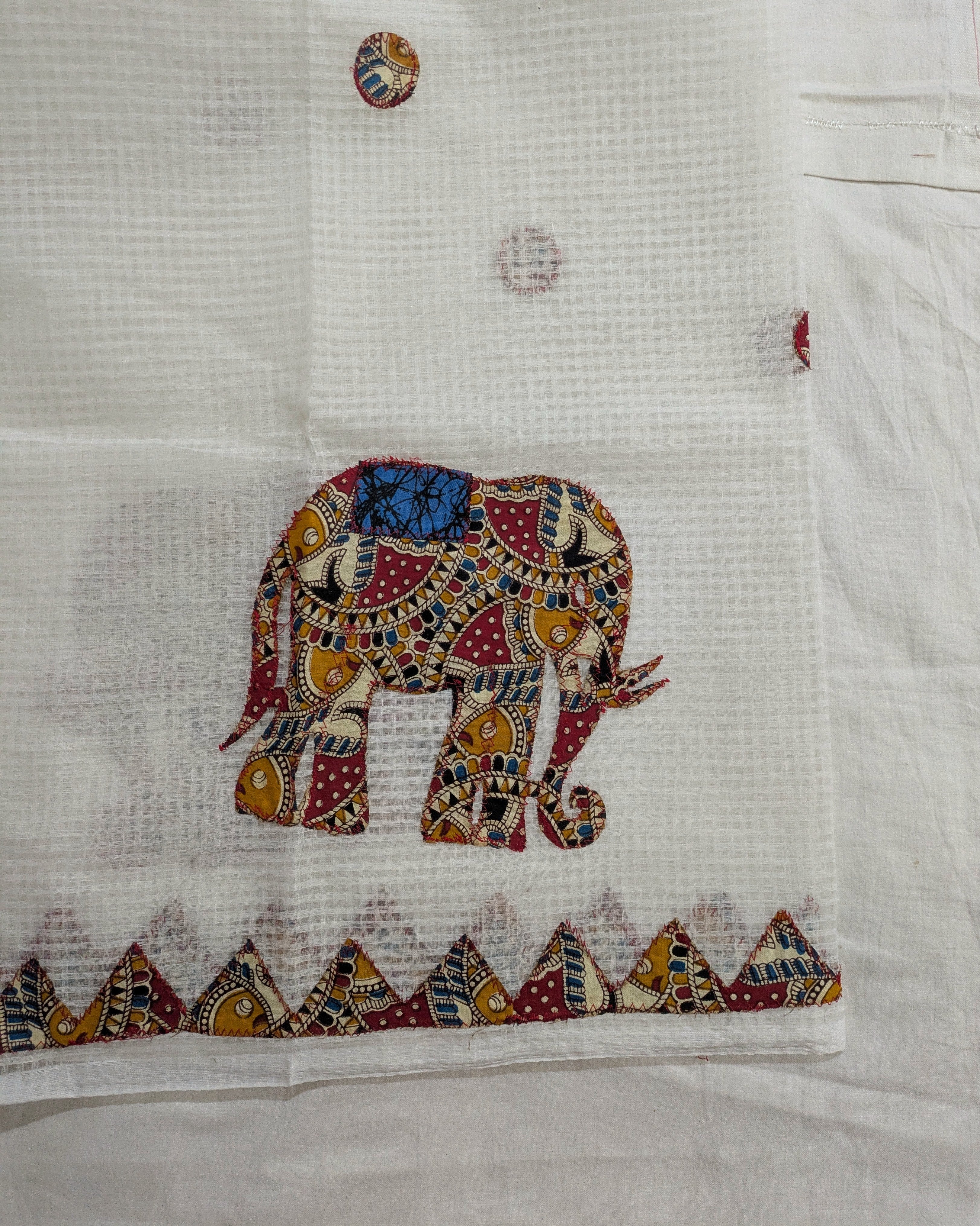 Cotton Kota Applique Sari White 2