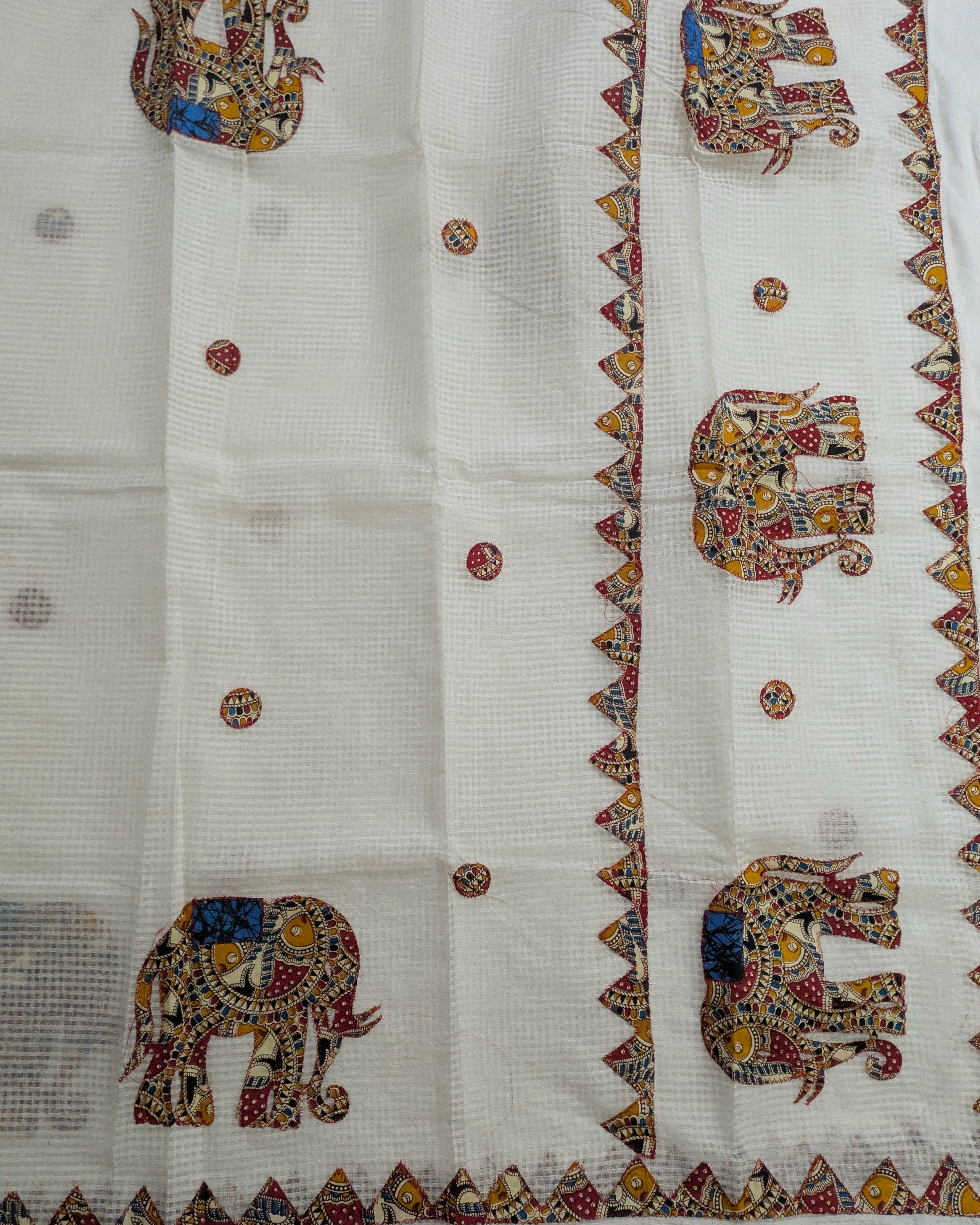Cotton Kota Applique Sari White 2