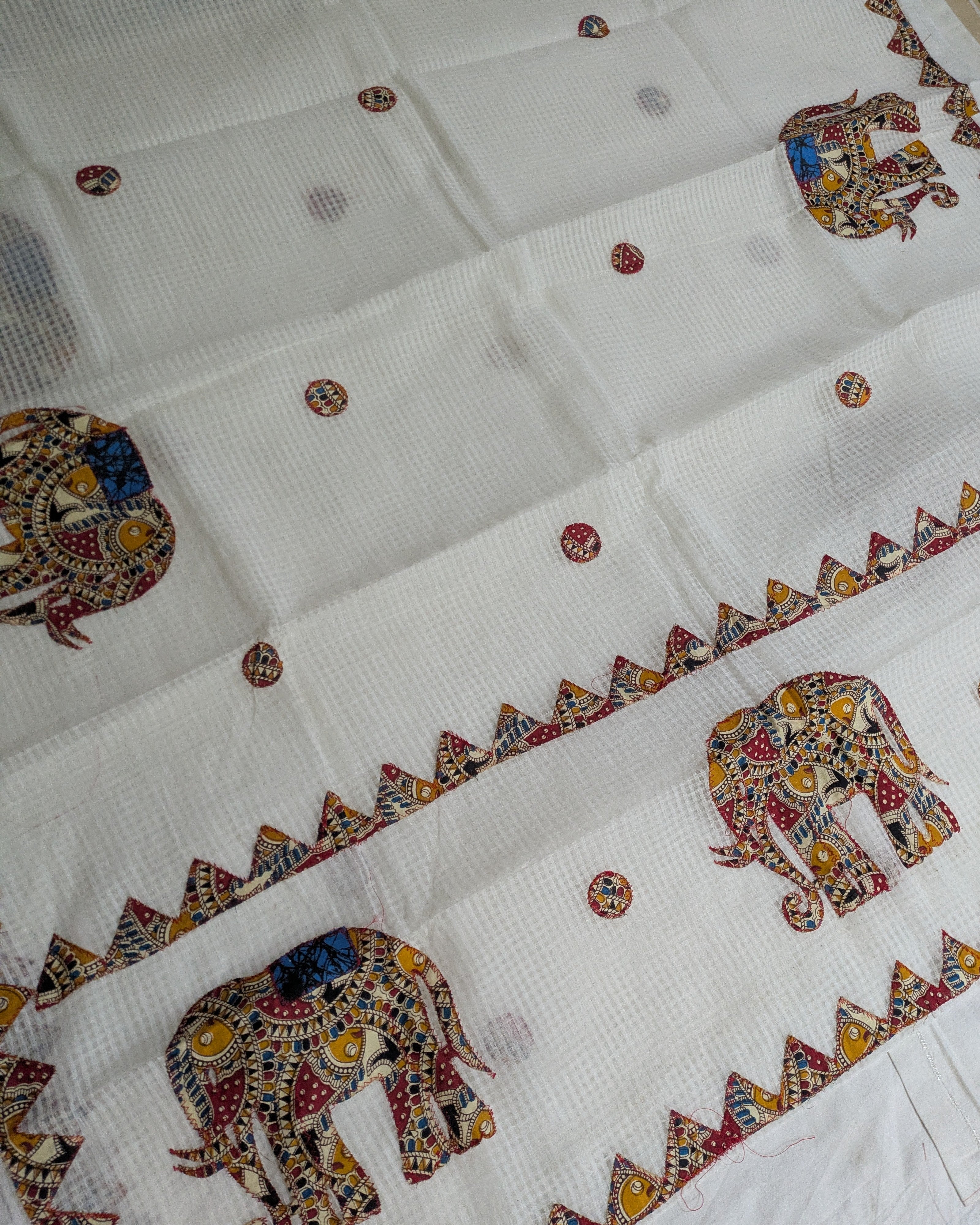 Cotton Kota Applique Sari White 2