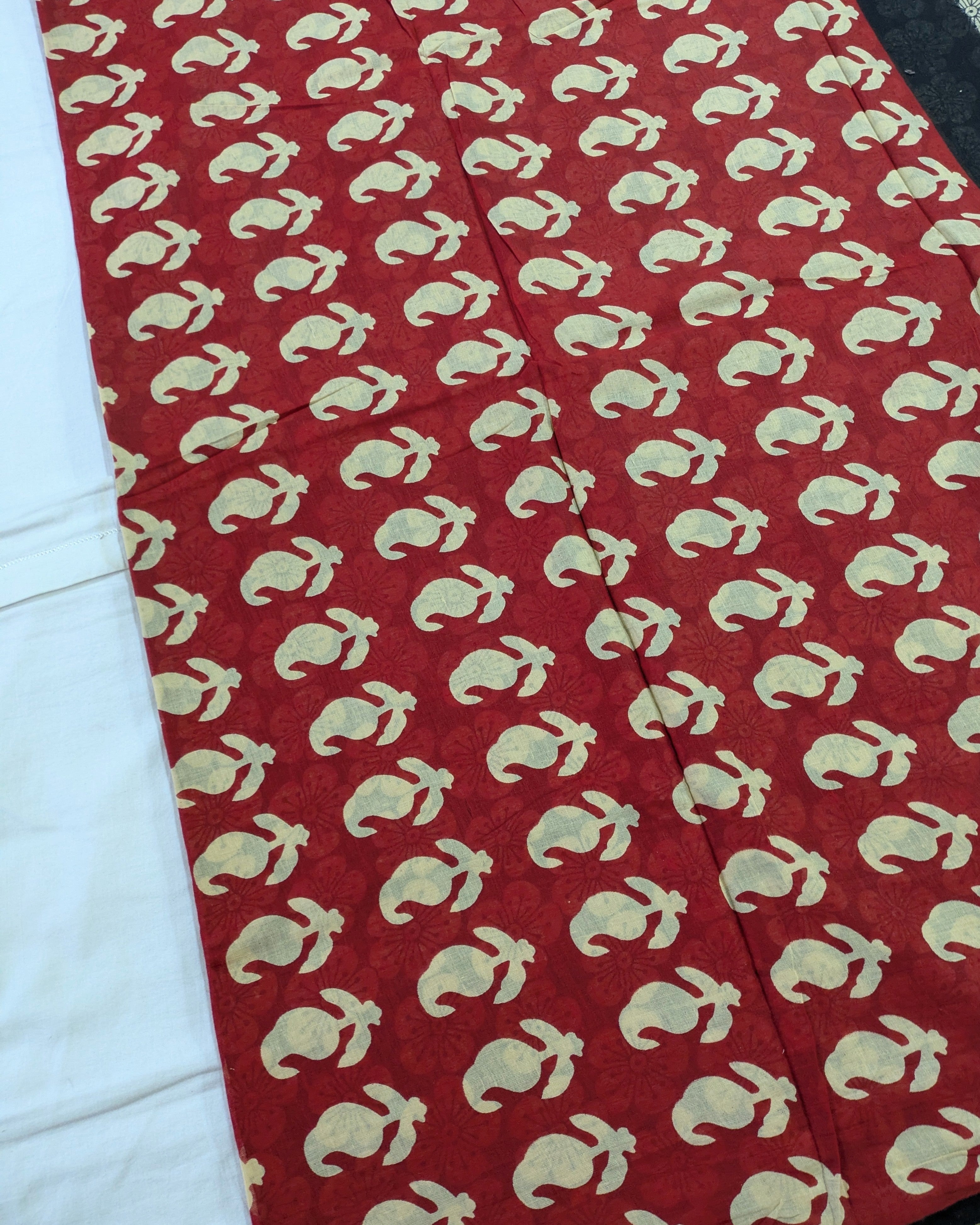 Jaypuri Cotton Chanderi Sari (Black & Red)