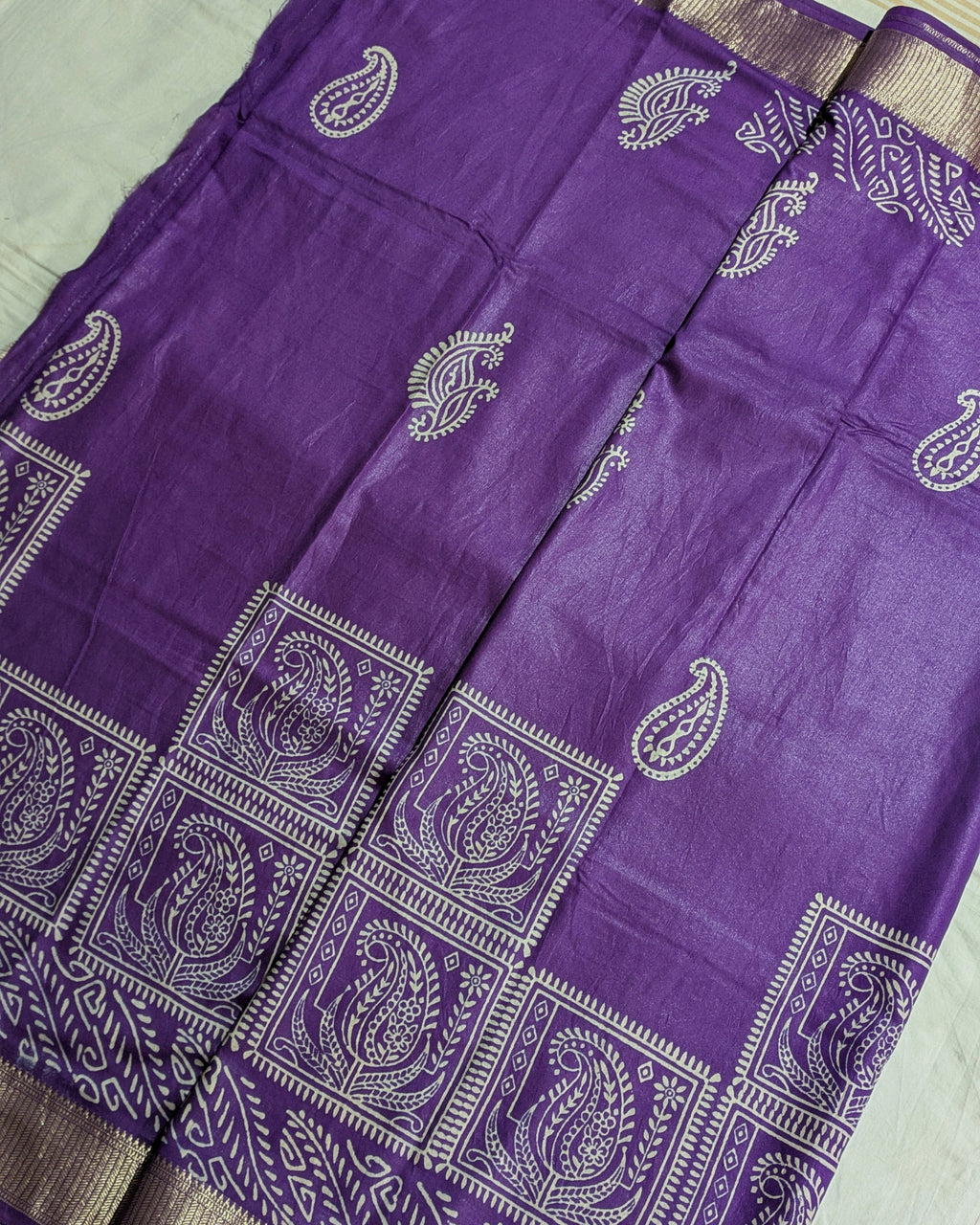Maheswari Block Print Sari Violet