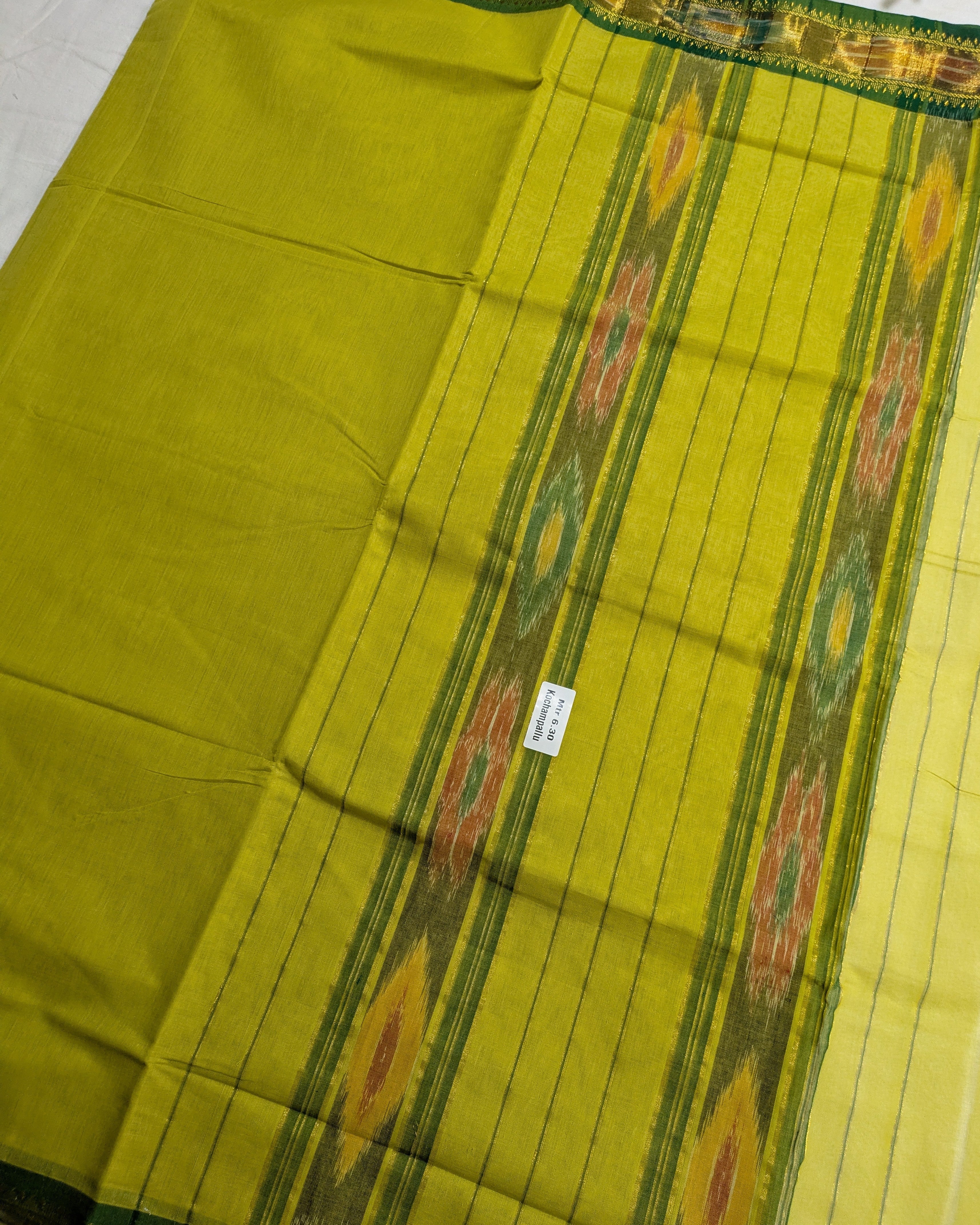 Pachampalli Sari Greenish Yellow