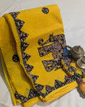 Cotton Kota Applique Sari Yellow