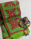 Cotton Kota Applique Sari Green