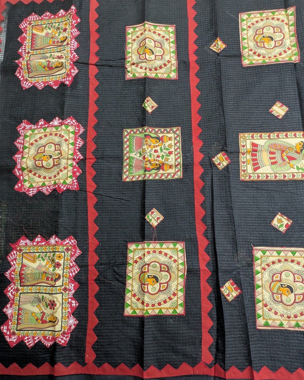 Cotton Kota Applique Sari Black