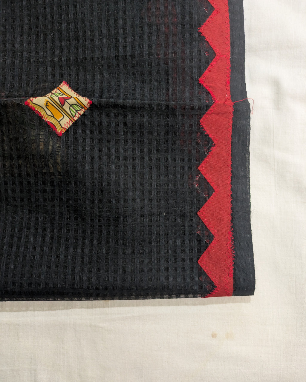 Cotton Kota Applique Sari Black