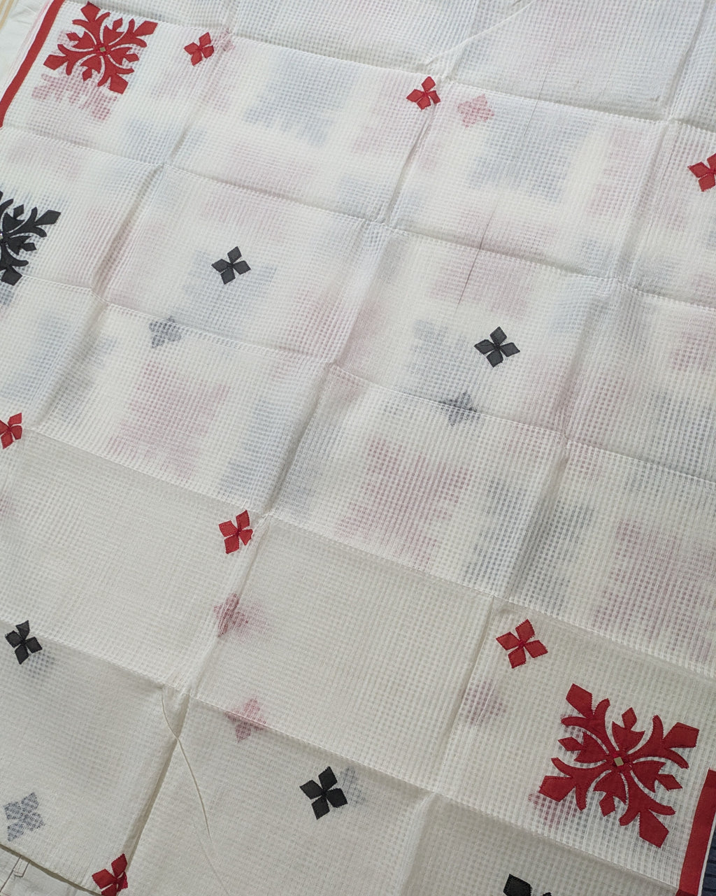 Cotton Kota Applique Sari White