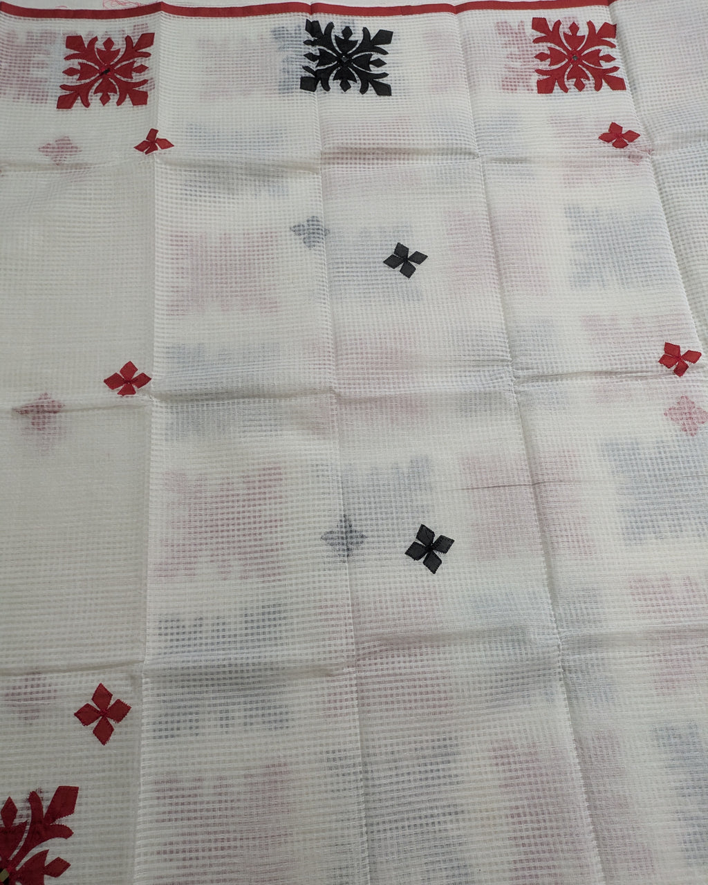 Cotton Kota Applique Sari White