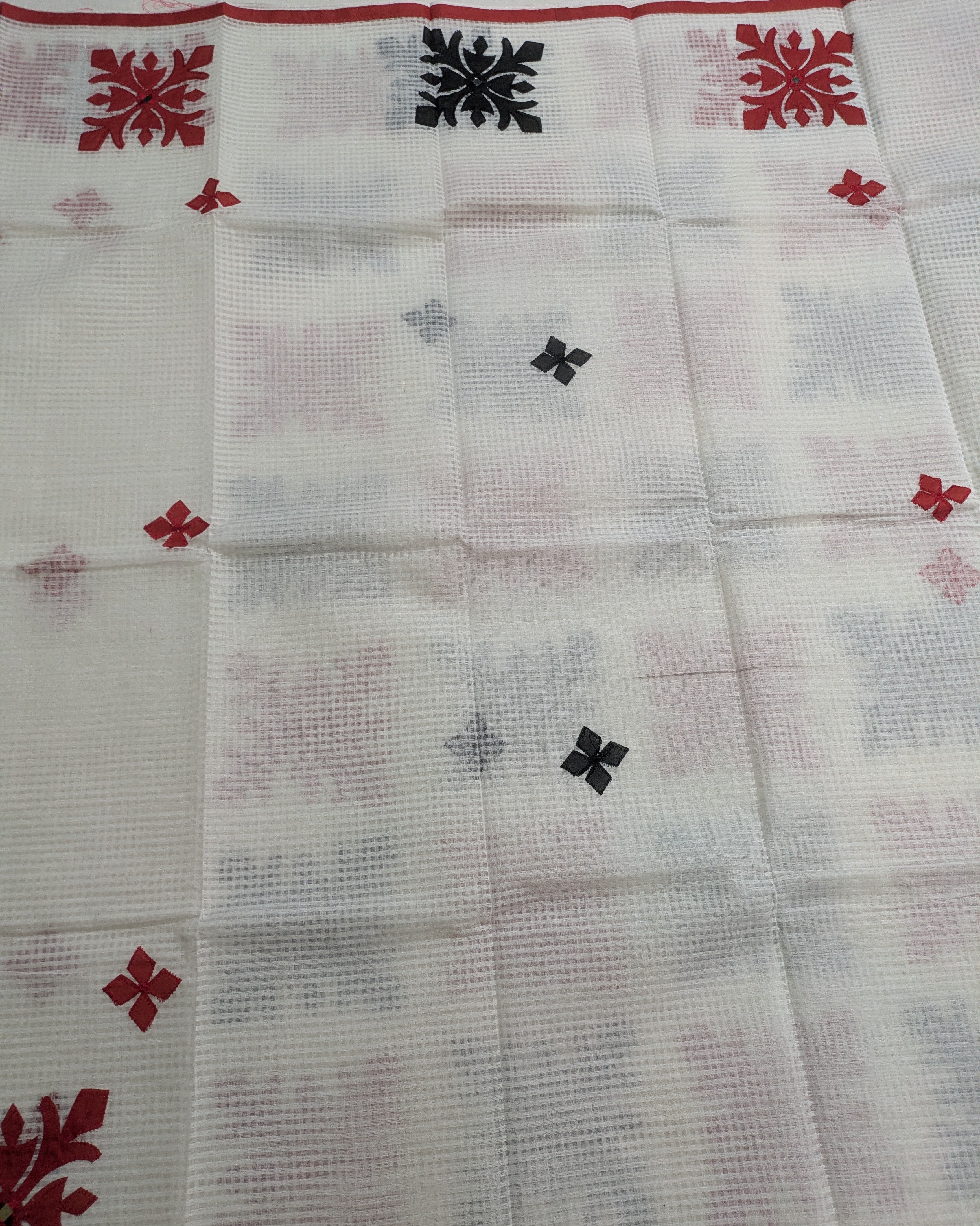Cotton Kota Applique Sari White