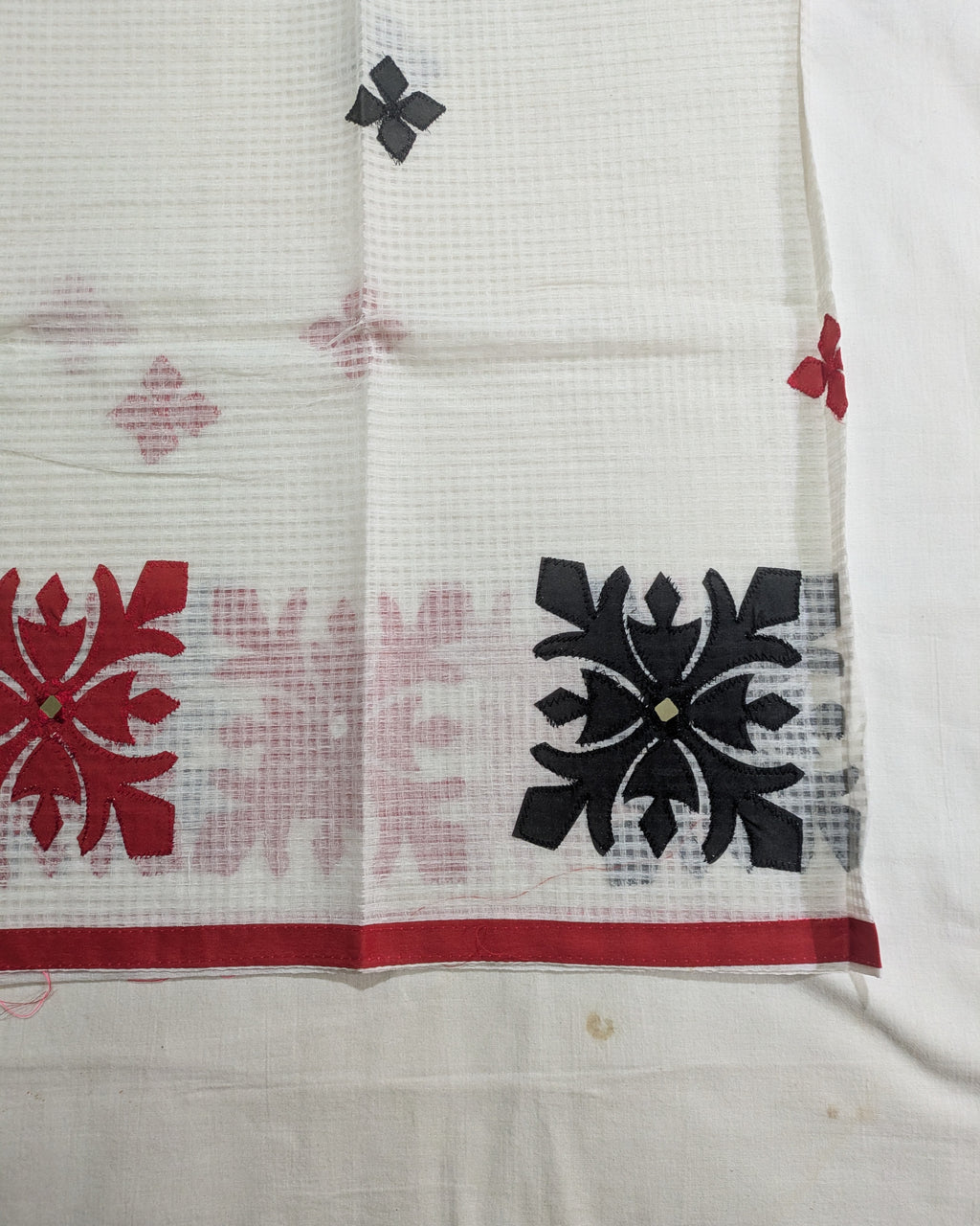 Cotton Kota Applique Sari White