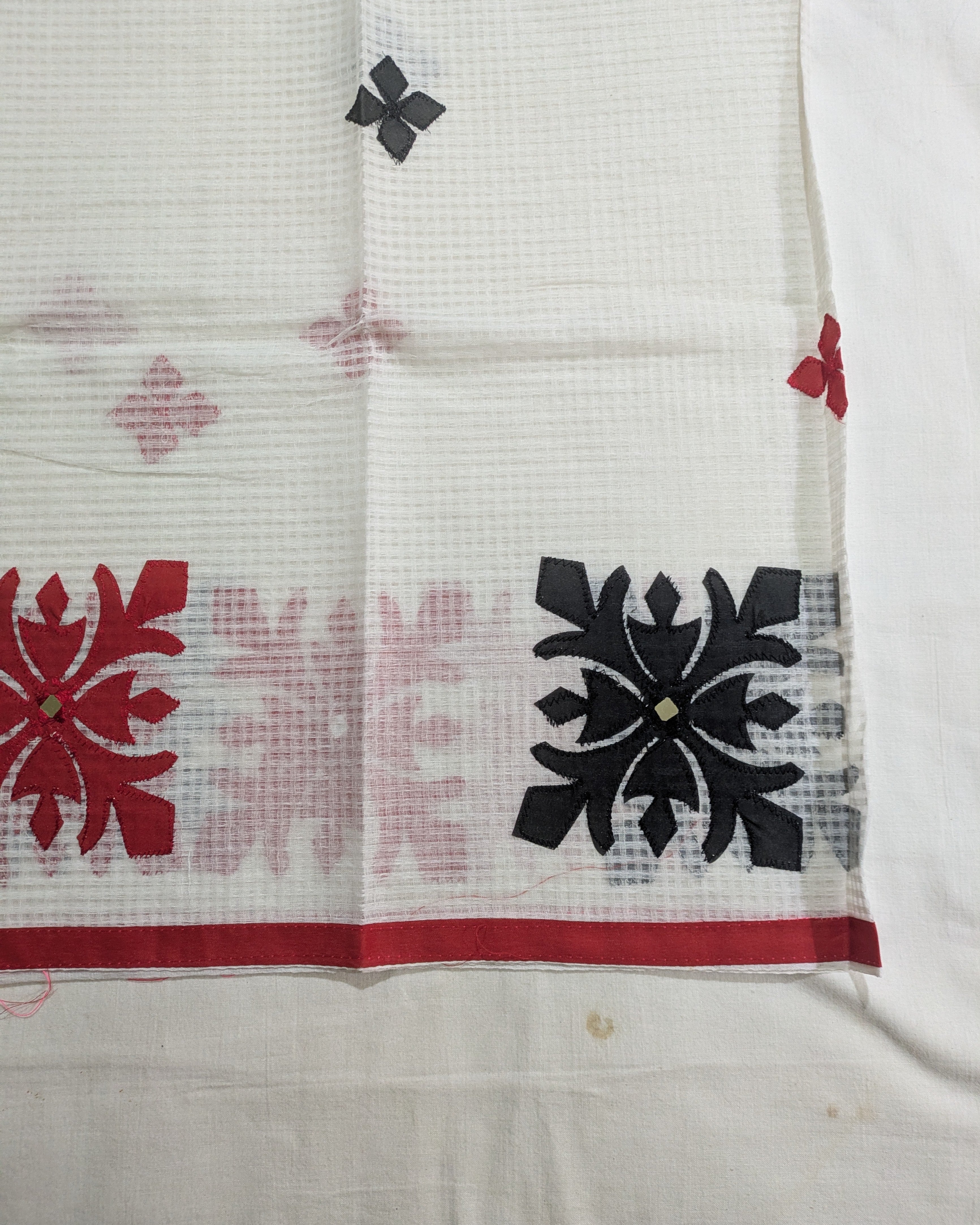 Cotton Kota Applique Sari White