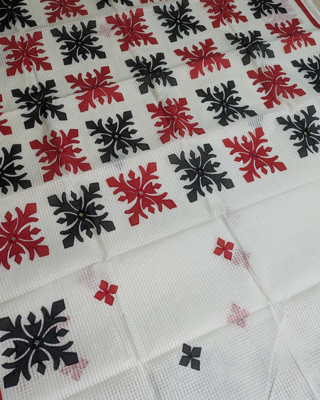 Cotton Kota Applique Sari White