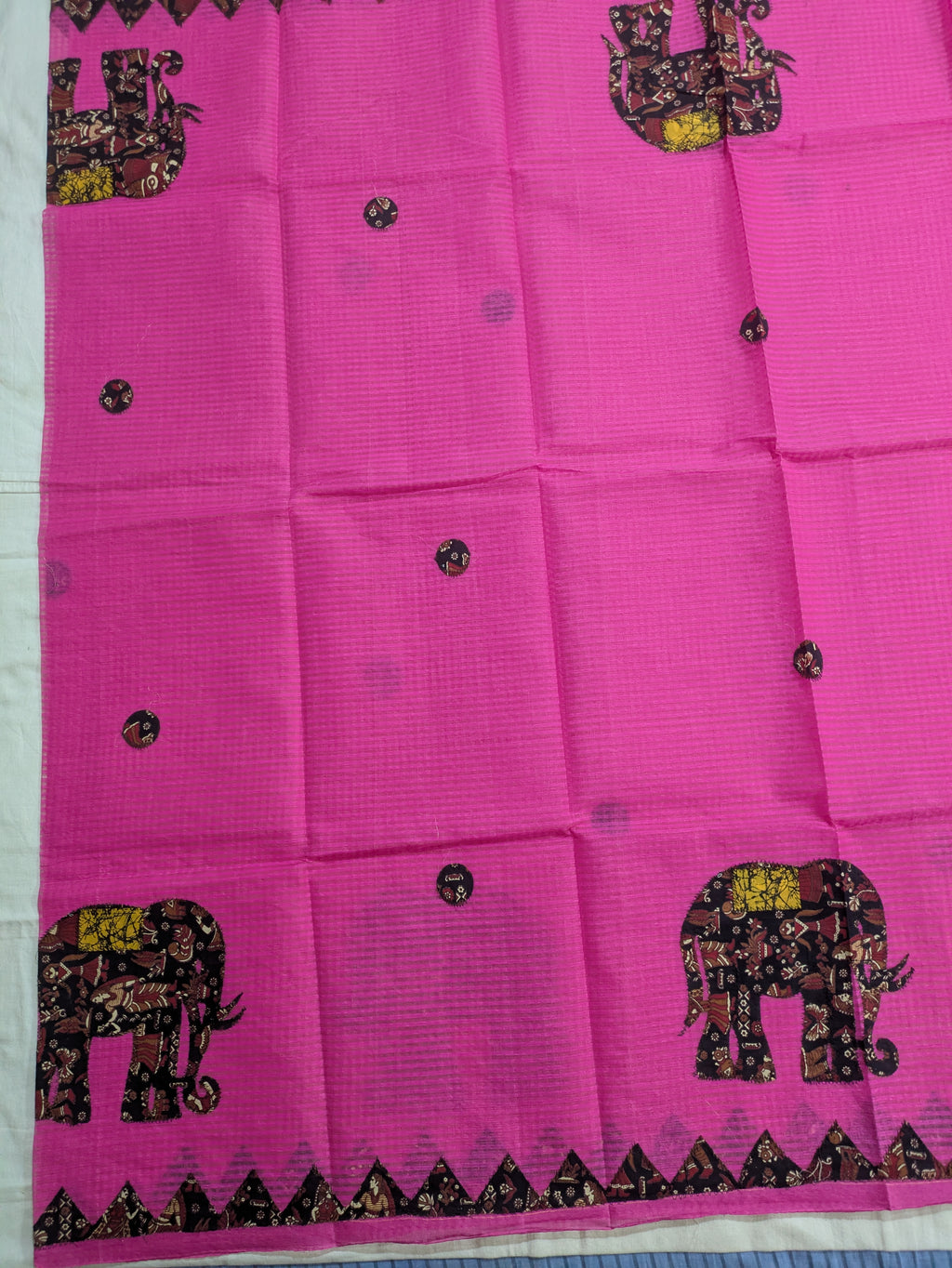 Cotton Kota Applique Sari Dark Pink