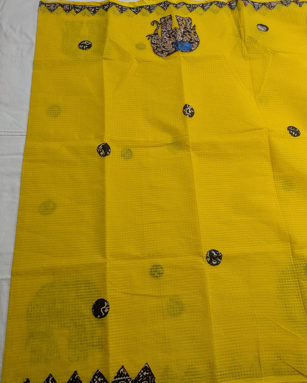 Cotton Kota Applique Sari Yellow