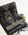 Khadi Cotton Jamdani Sari Black