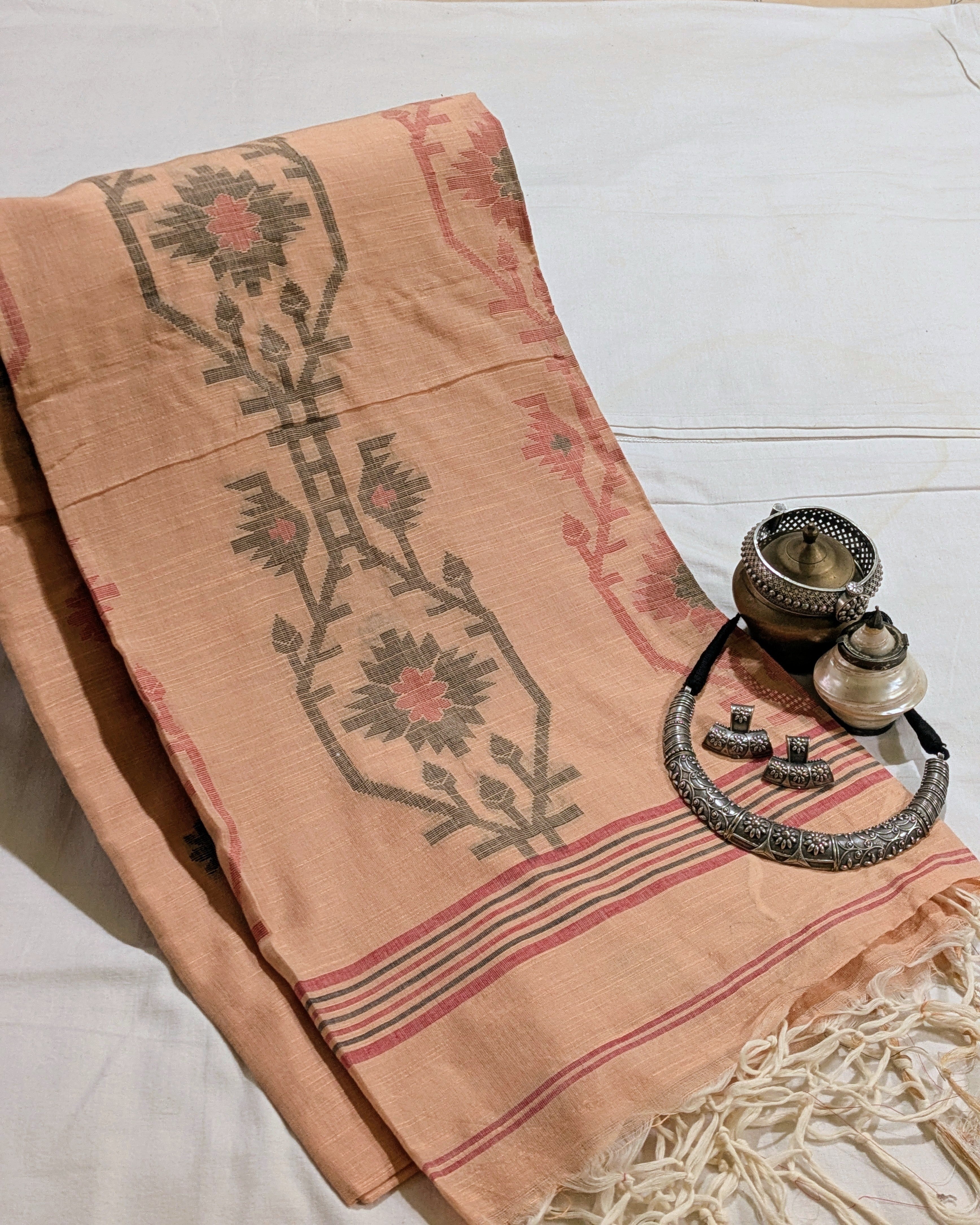Khadi Cotton Jamdani Sari LP