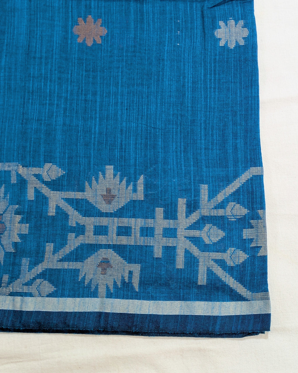 Khadi Cotton Jamdani Sari Firoza