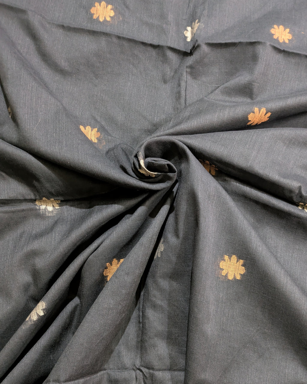 Khadi Cotton Jamdani Sari Black