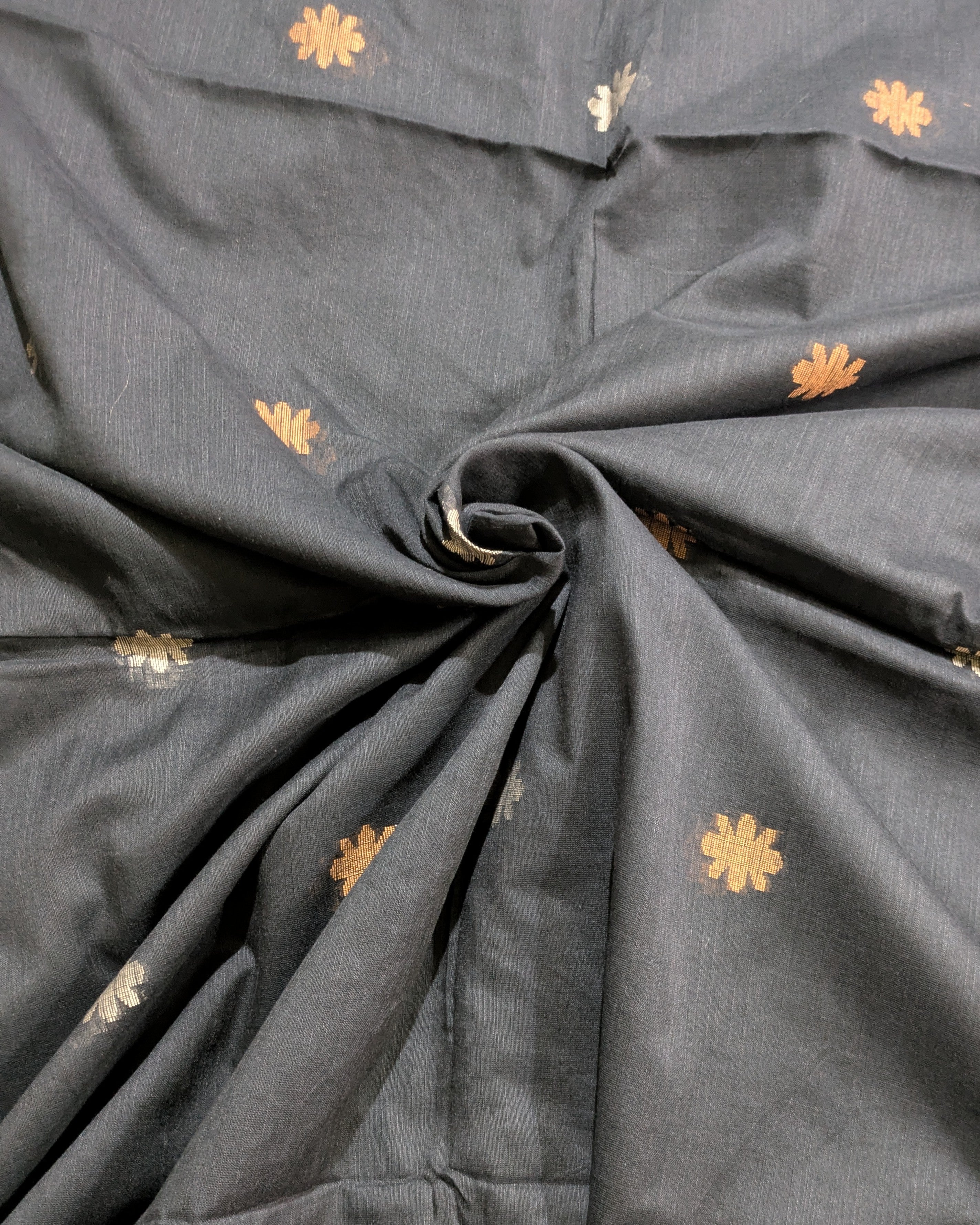 Khadi Cotton Jamdani Sari Black