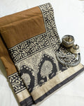 Multani Silk Sari Khaki & Black (Liva Tag)