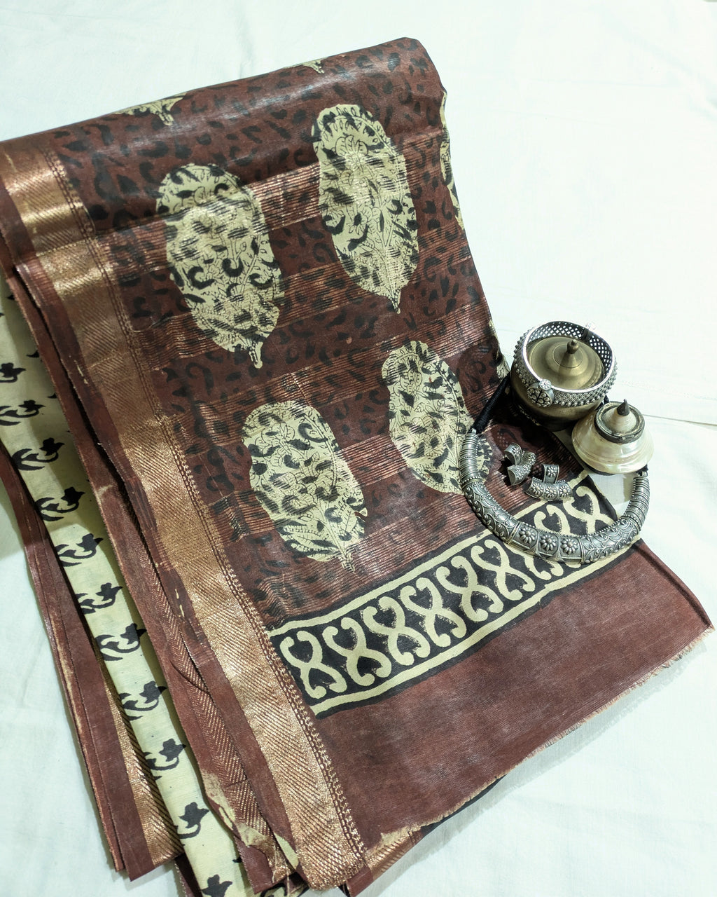 Multani Silk Sari Butter Colour (Liva Tag)