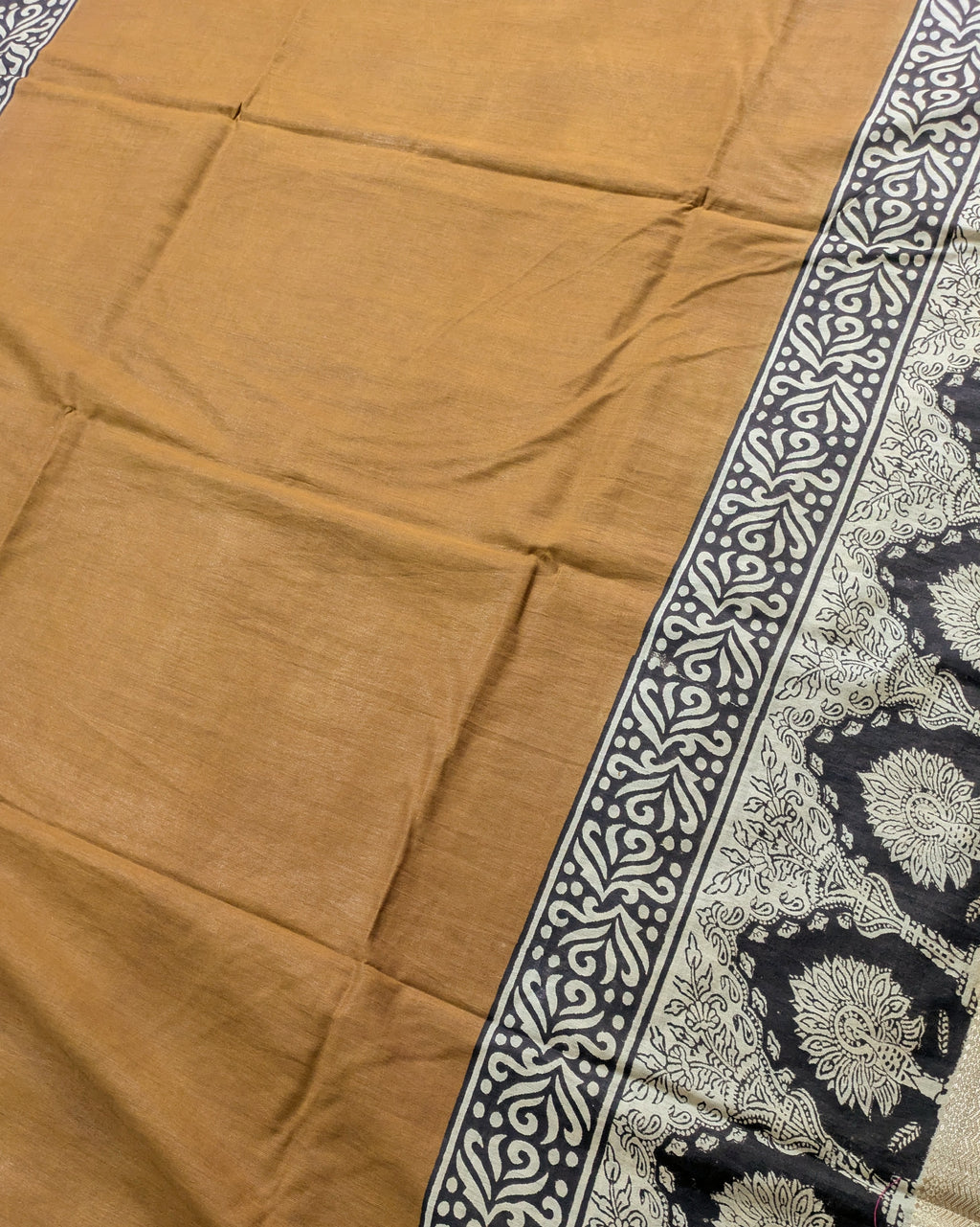 Multani Silk Sari Khaki & Black (Liva Tag)