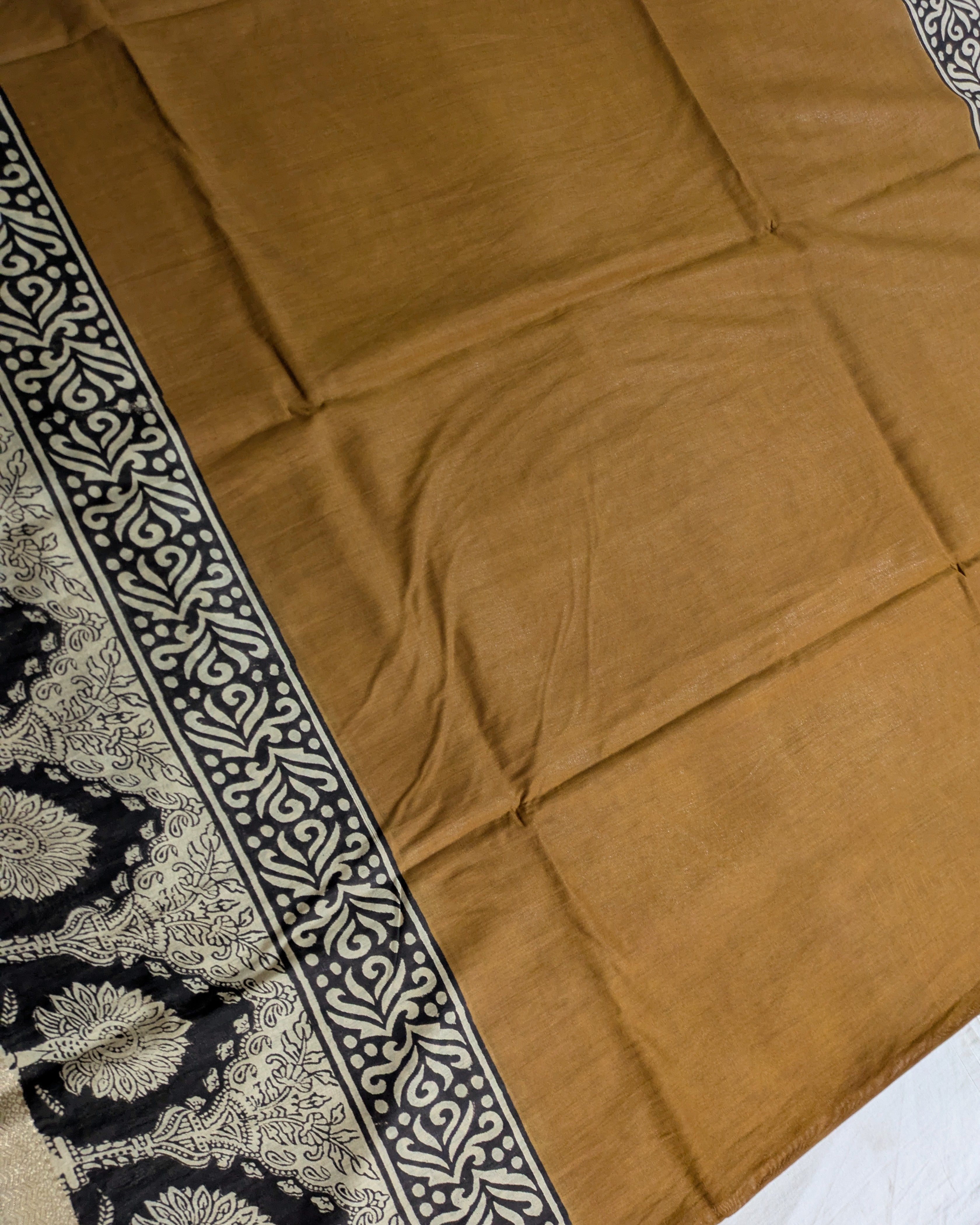Multani Silk Sari Khaki & Black (Liva Tag)