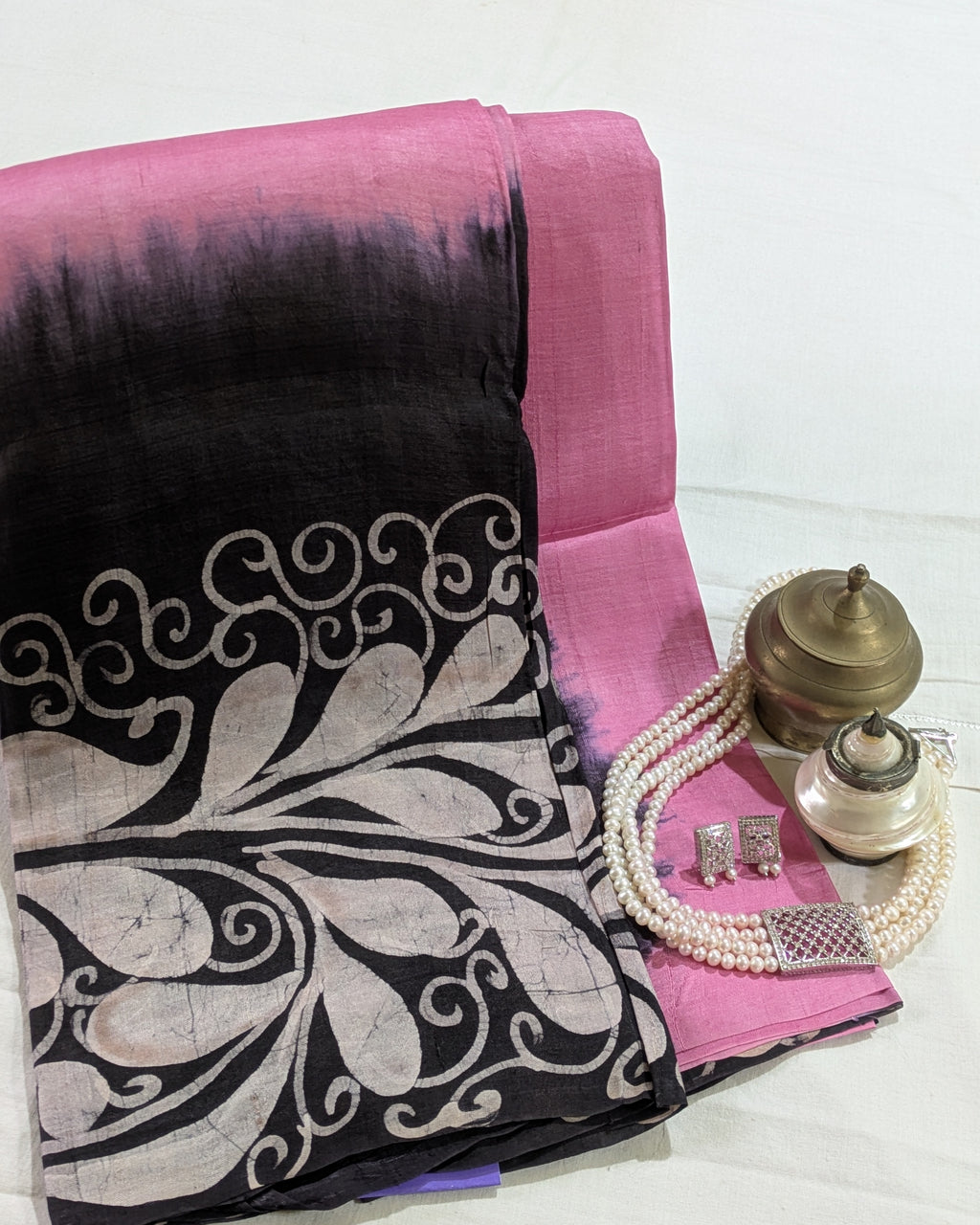 Pure Silk Sari with Blouse Piece Pink 2