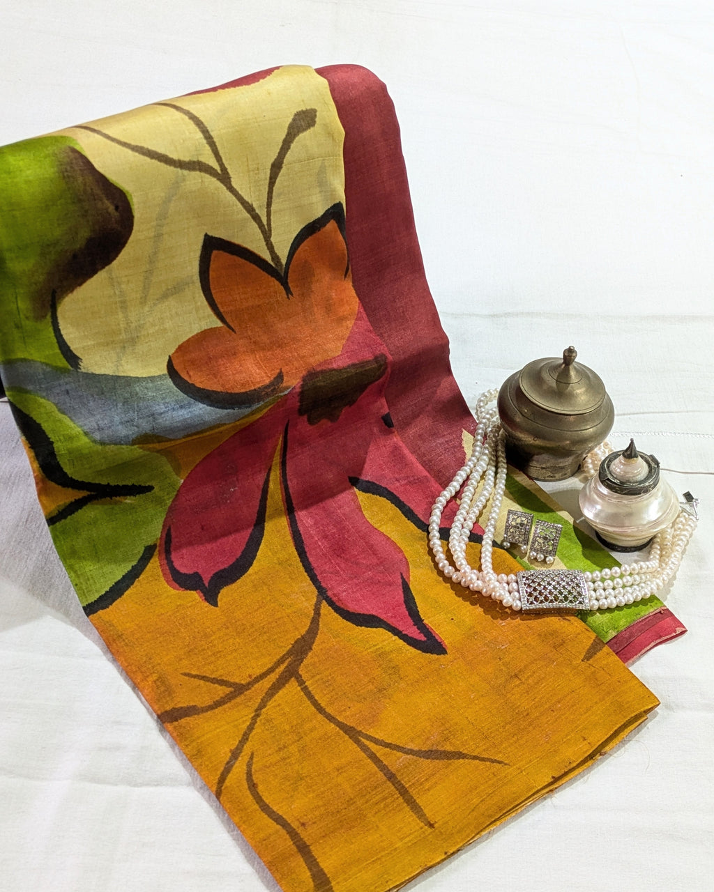 Pure Silk Sari with Blouse Piece Rust