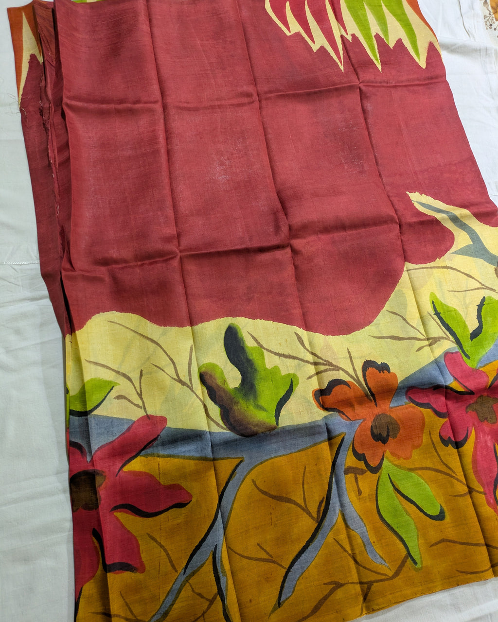 Pure Silk Sari with Blouse Piece Rust