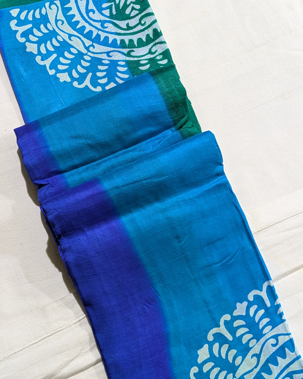 Pure Silk Sari with Blouse Piece Peacock Colour
