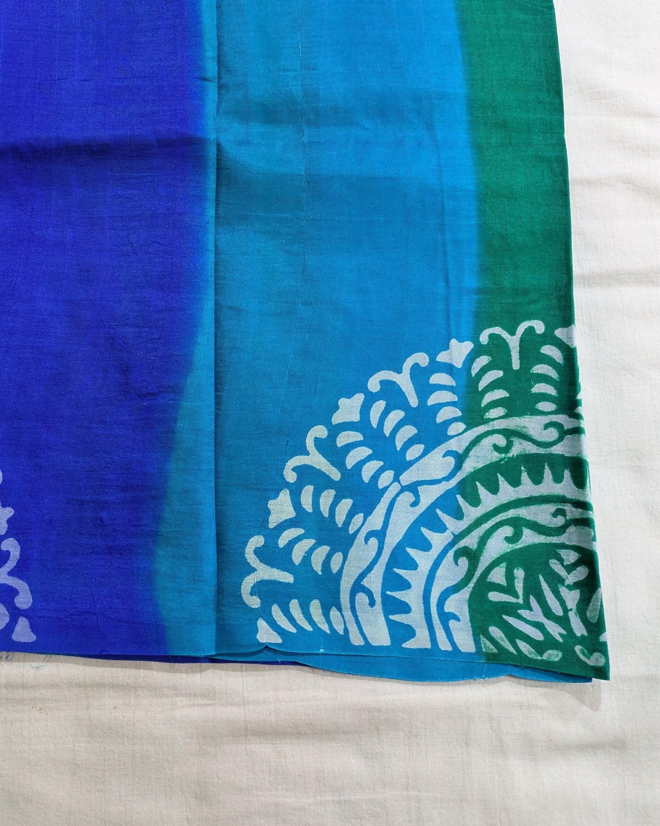 Pure Silk Sari with Blouse Piece Peacock Colour
