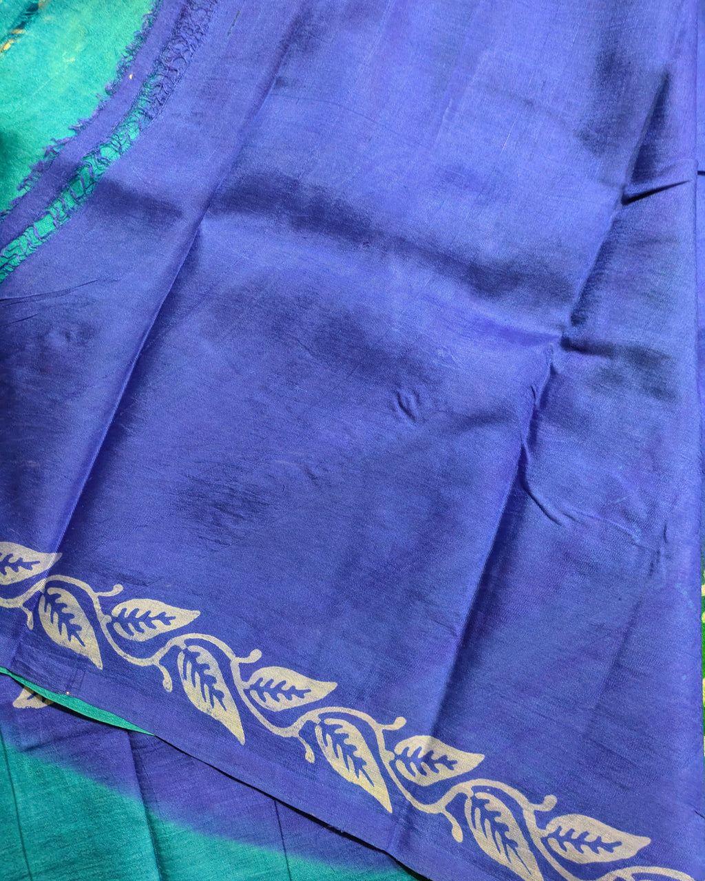 Pure Silk Sari with Blouse Piece Peacock Colour