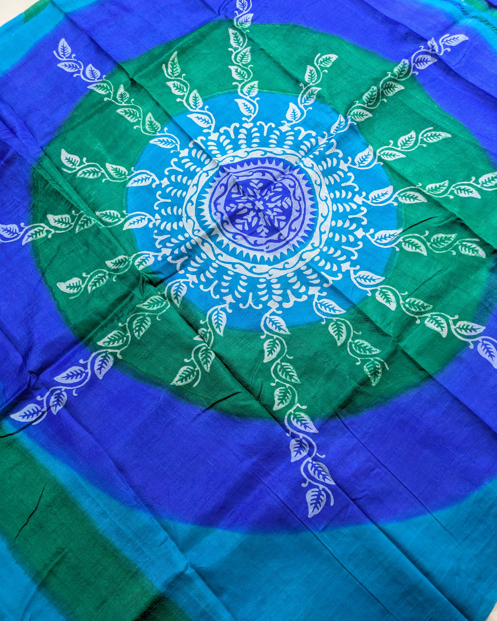 Pure Silk Sari with Blouse Piece Peacock Colour