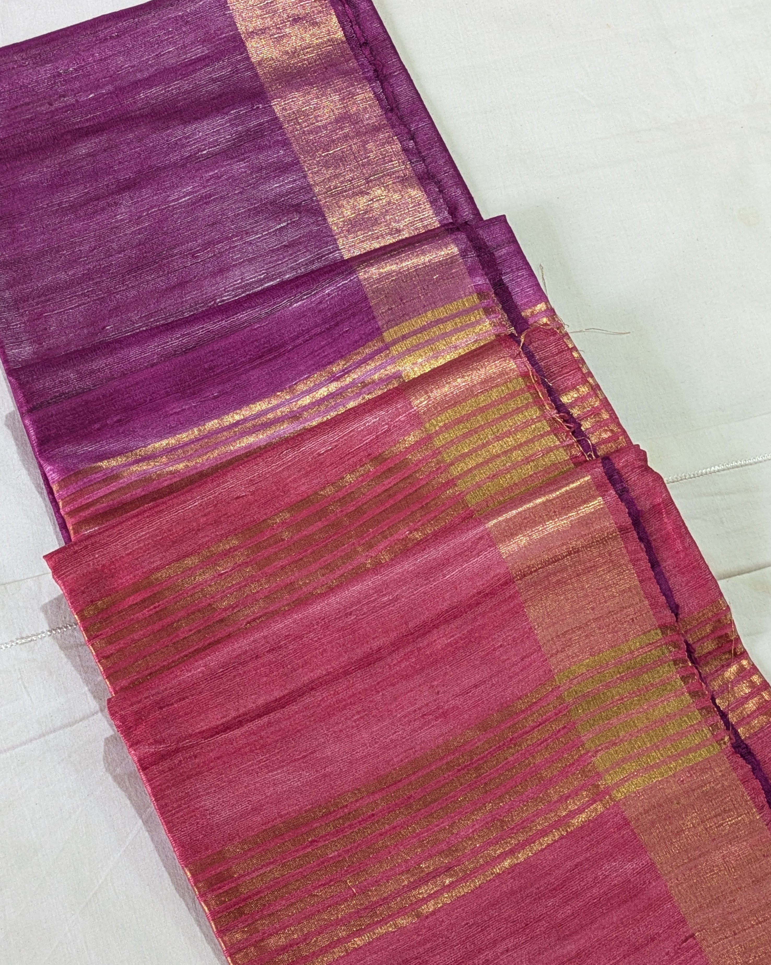 Bicolour Ghicha Sari Purple & Pink