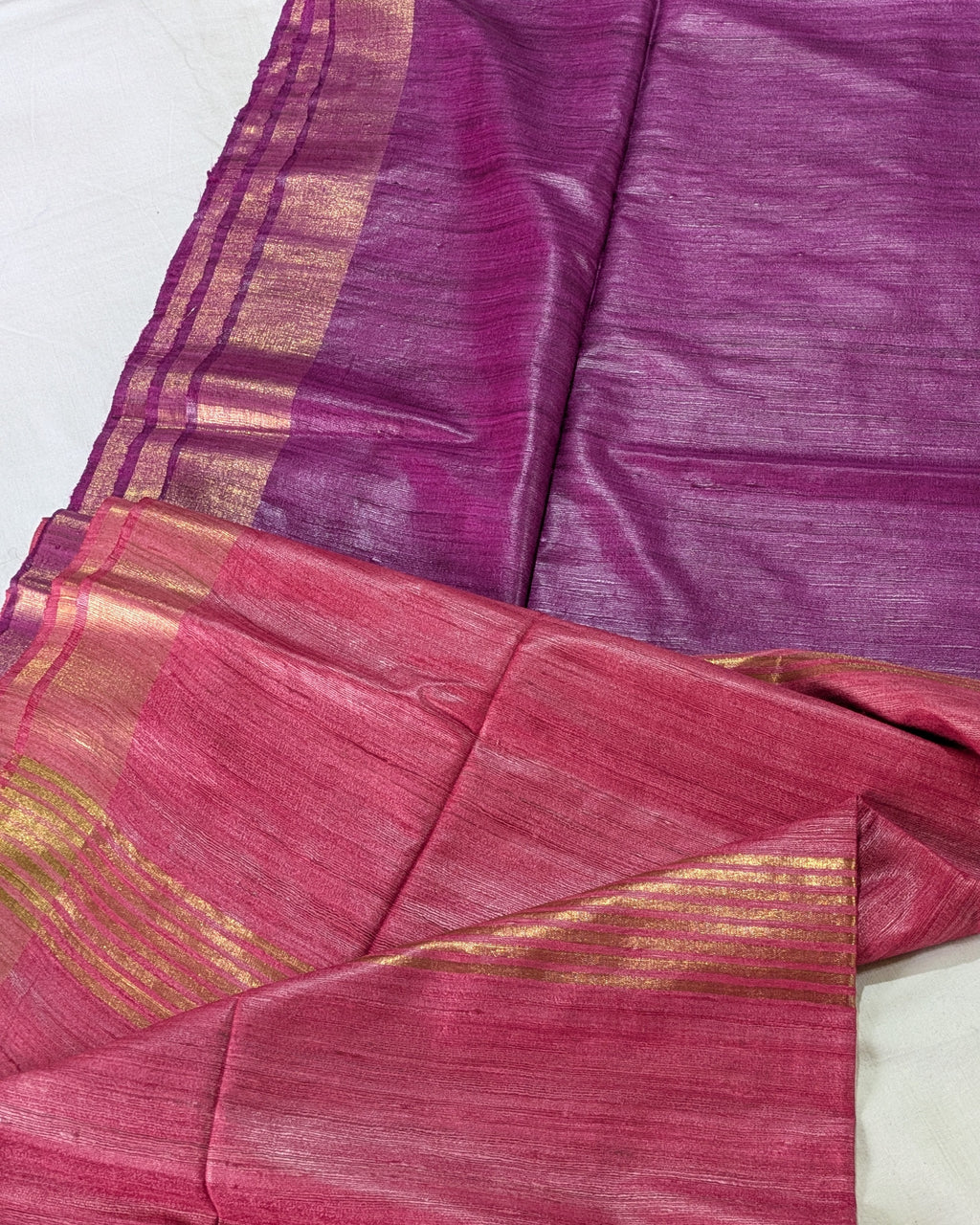 Bicolour Ghicha Sari Purple & Pink