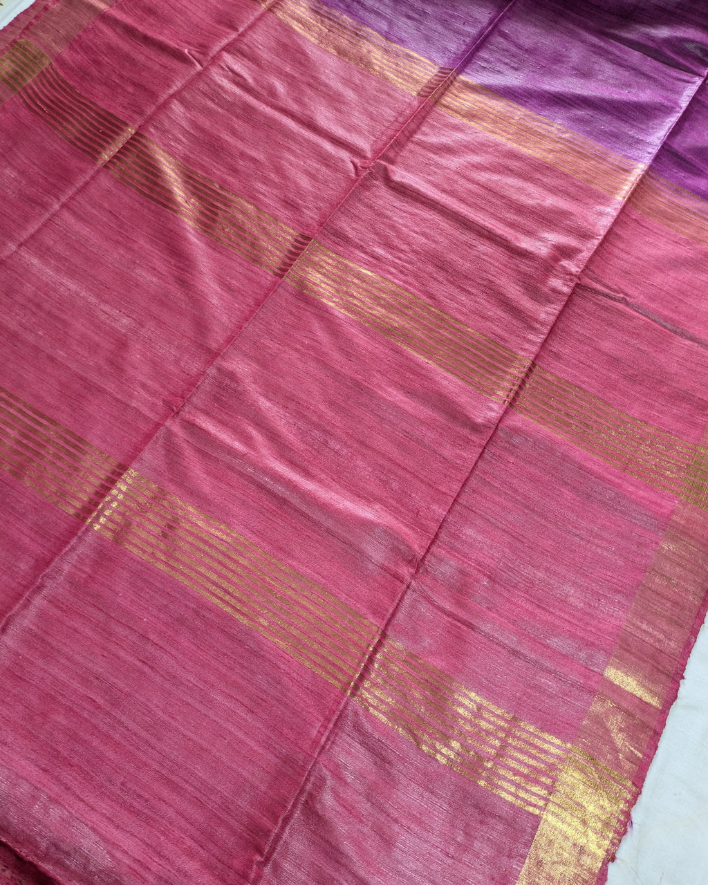 Bicolour Ghicha Sari Purple & Pink