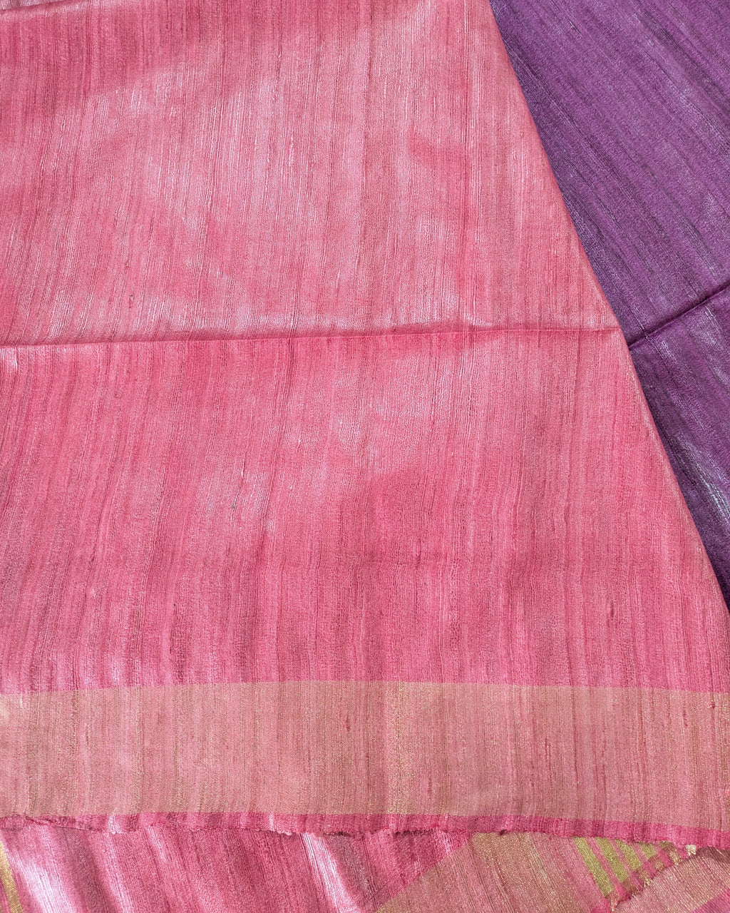 Bicolour Ghicha Sari Purple & Pink
